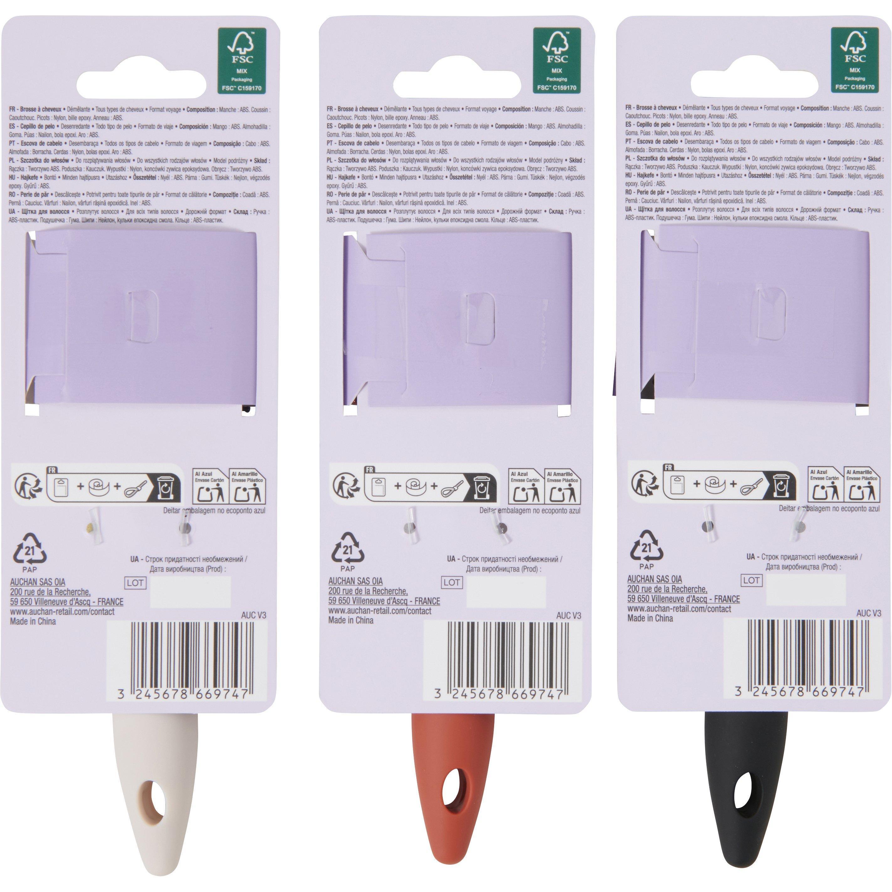 Voir la diapositive 2 : COSMIA Mini brosse à cheveux 1 pce