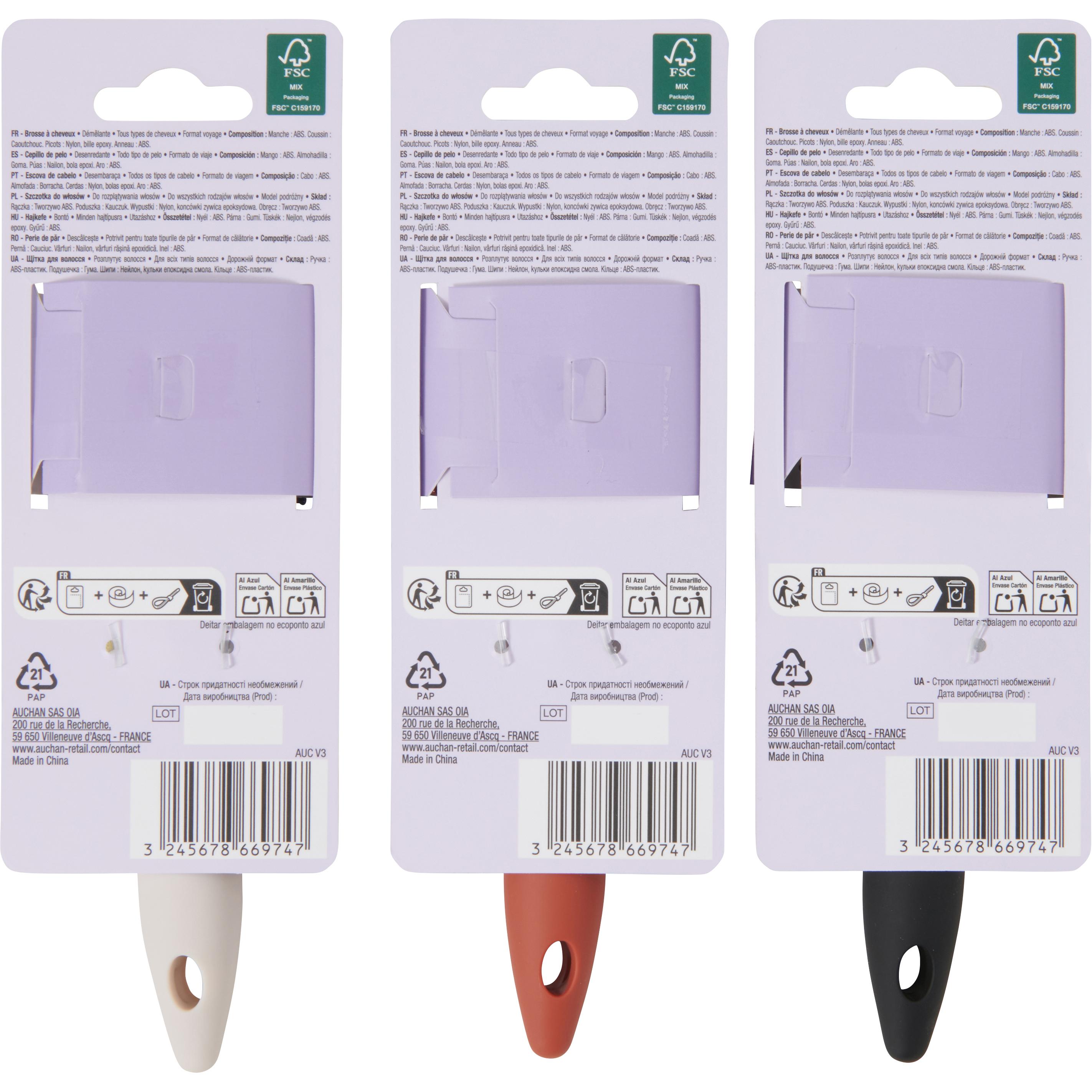 Voir la diapositive 3 : COSMIA Mini brosse à cheveux 1 pce