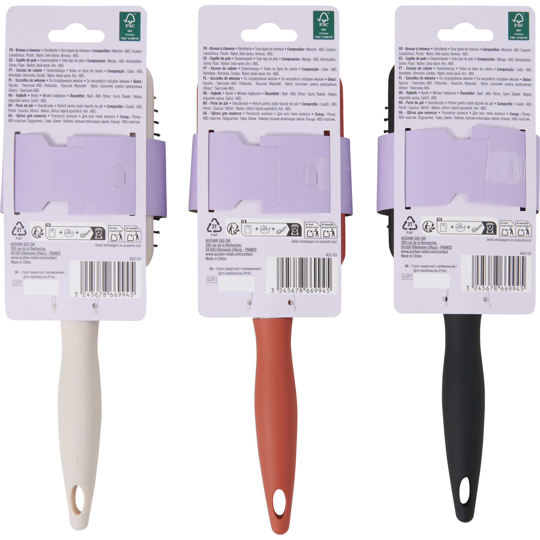 Voir la diapositive 2 : COSMIA Brosse à cheveux démêle et lisse pour tous types de cheveux 1 brosse