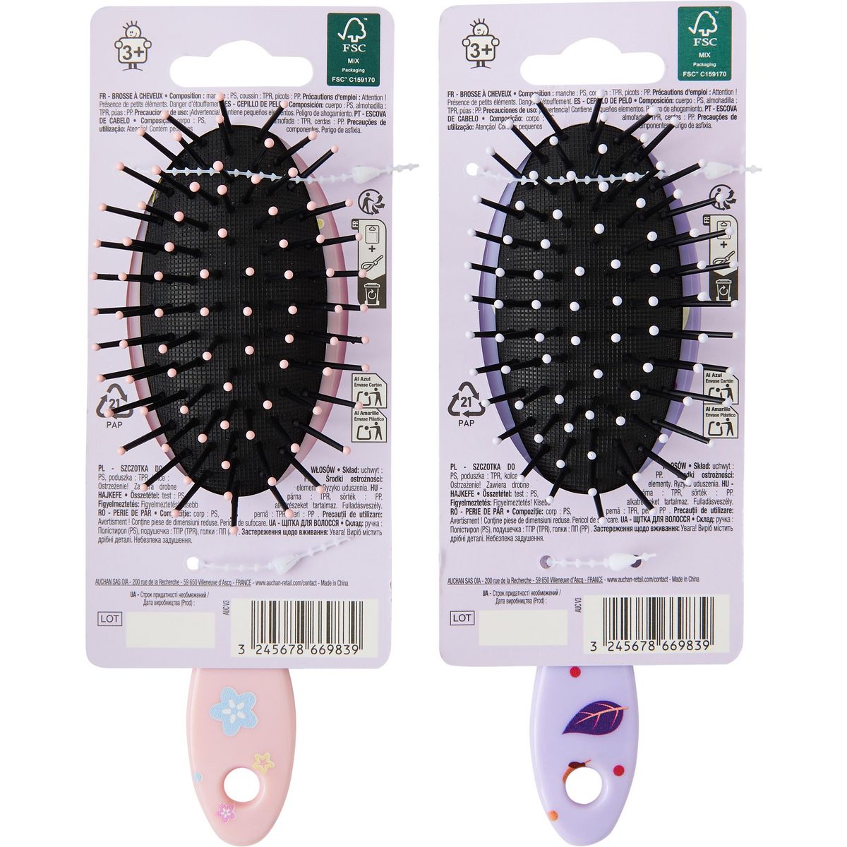 AUCHAN Brosse à cheveux enfant Modèle aléatoire 1 brosse