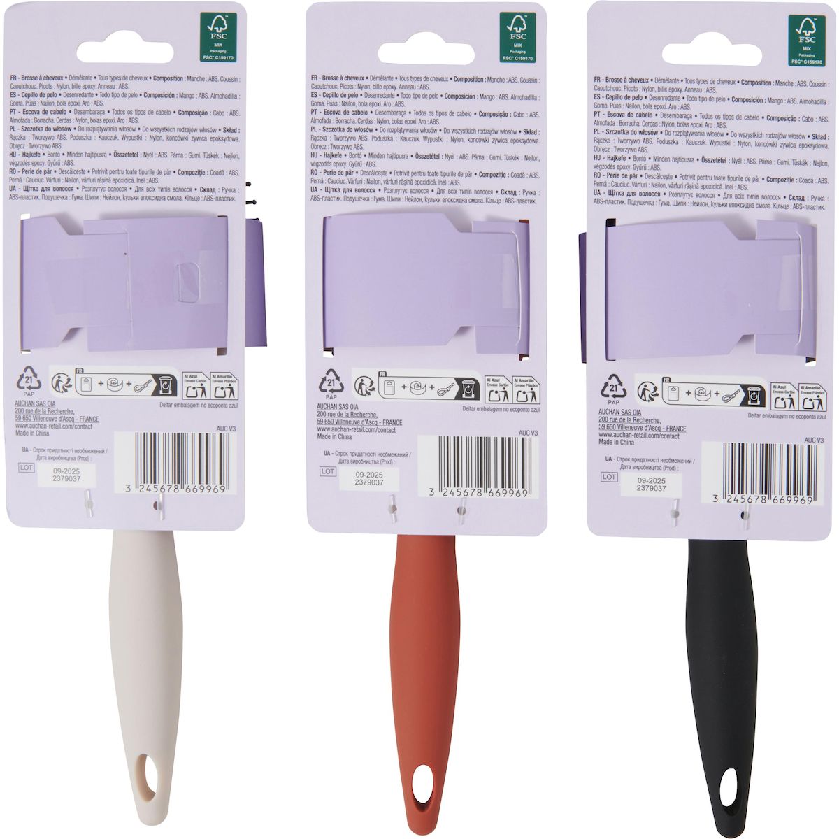 COSMIA Brosse à cheveux démêle et lisse pour tous types de cheveux 1 brosse