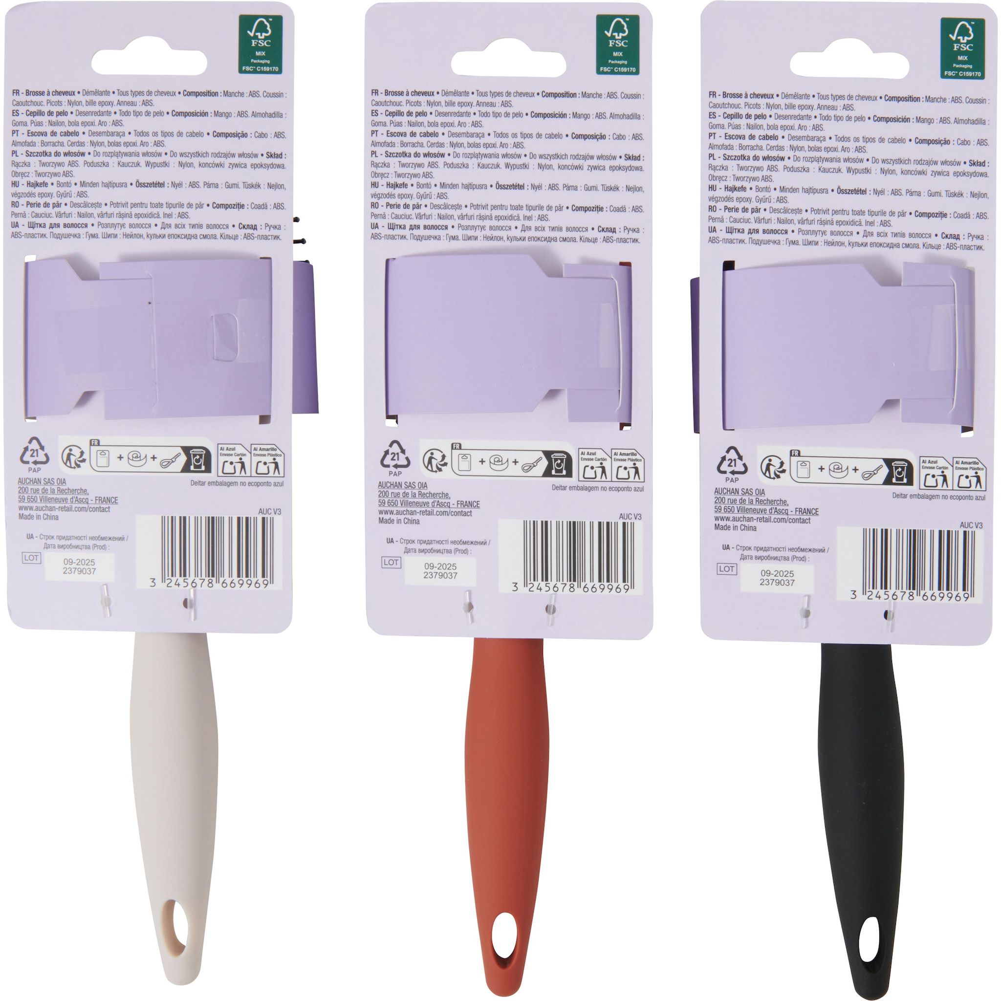 Voir la diapositive 4 : COSMIA Brosse à cheveux démêle et lisse pour tous types de cheveux 1 brosse