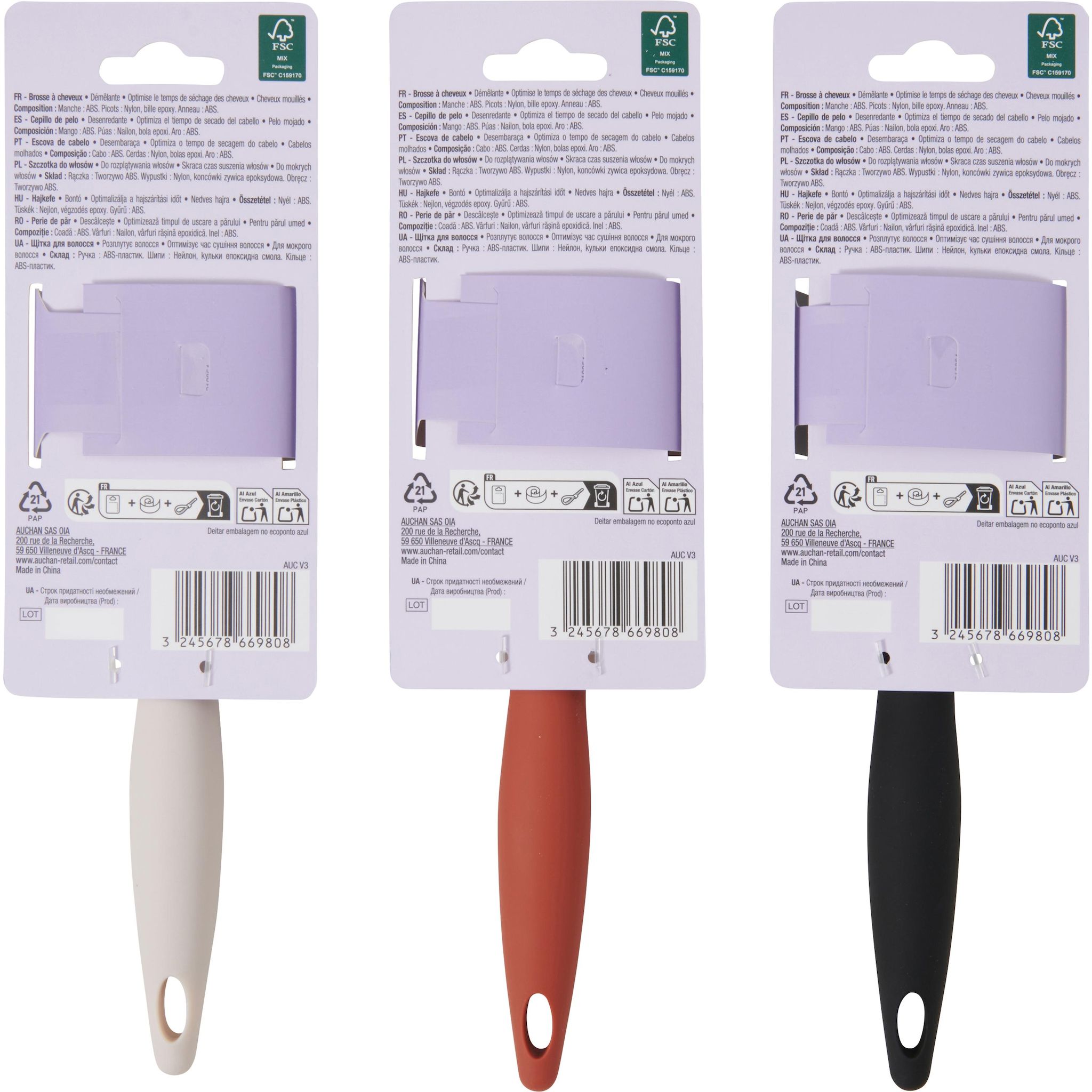 Voir la diapositive 4 : COSMIA Brosse à cheveux multi-usage tous types de cheveux 1 brosse