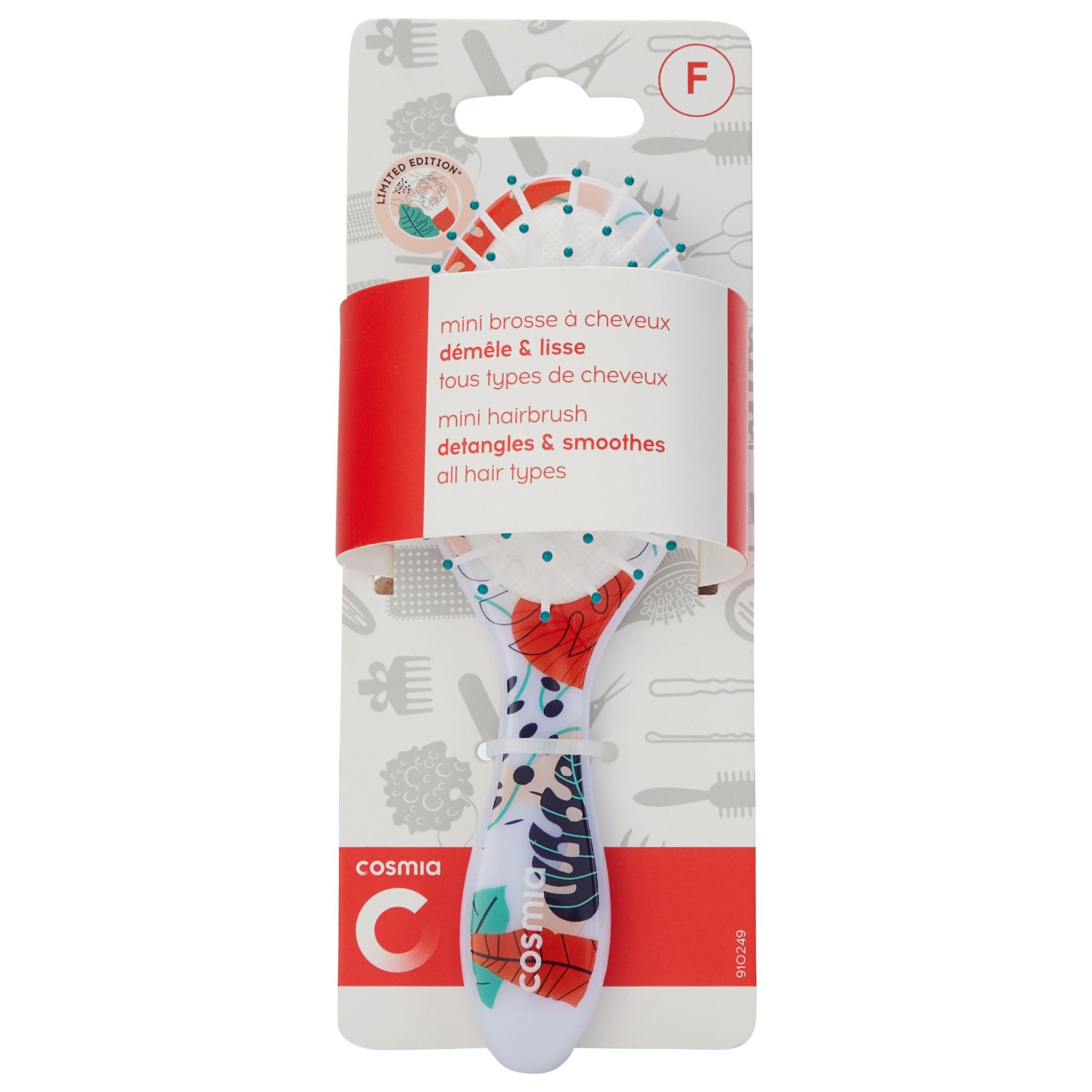 Voir la diapositive 3 : COSMIA Mini brosse à cheveux démêle & lisse tous types de cheveux 1 mini brosse