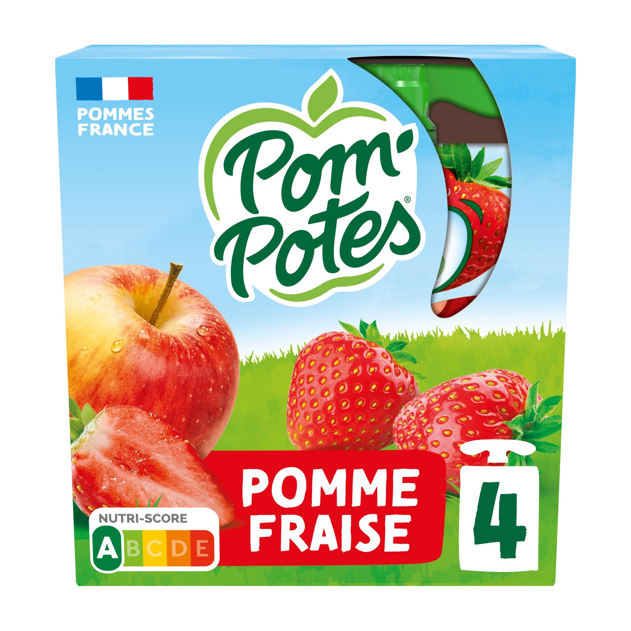 POM'POTES Dessert gourdes pomme fraisse sans conservateur 4x90g