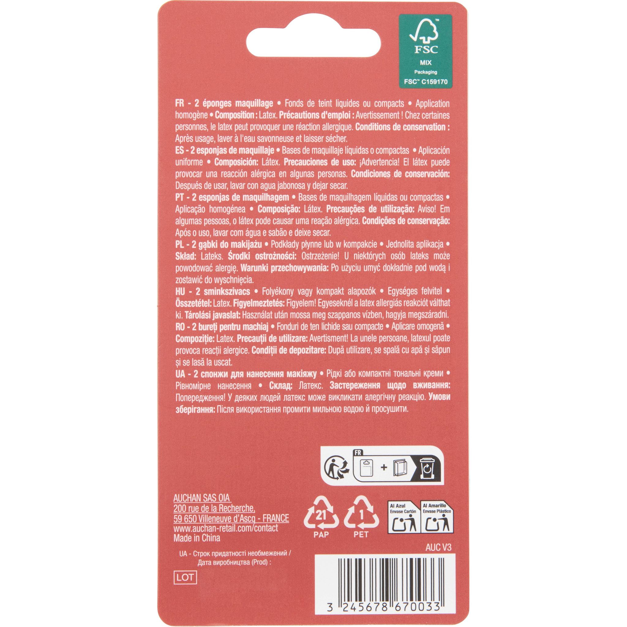 Voir la diapositive 3 : COSMIA Eponges maquillage 2 éponges