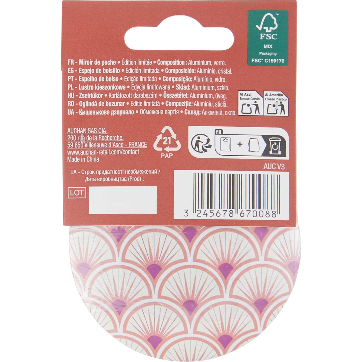 COSMIA Miroir de poche 1 pièce