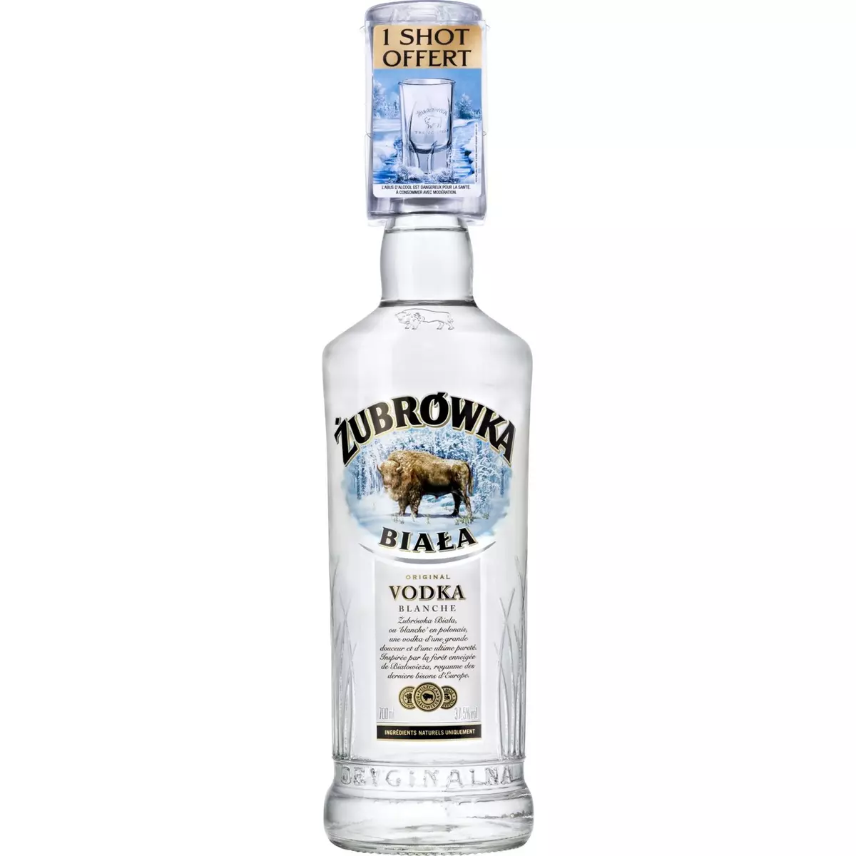 ZUBROWKA Vodka biala 37,5% + 1 verre shot offert 1 verre shot offert 70cl