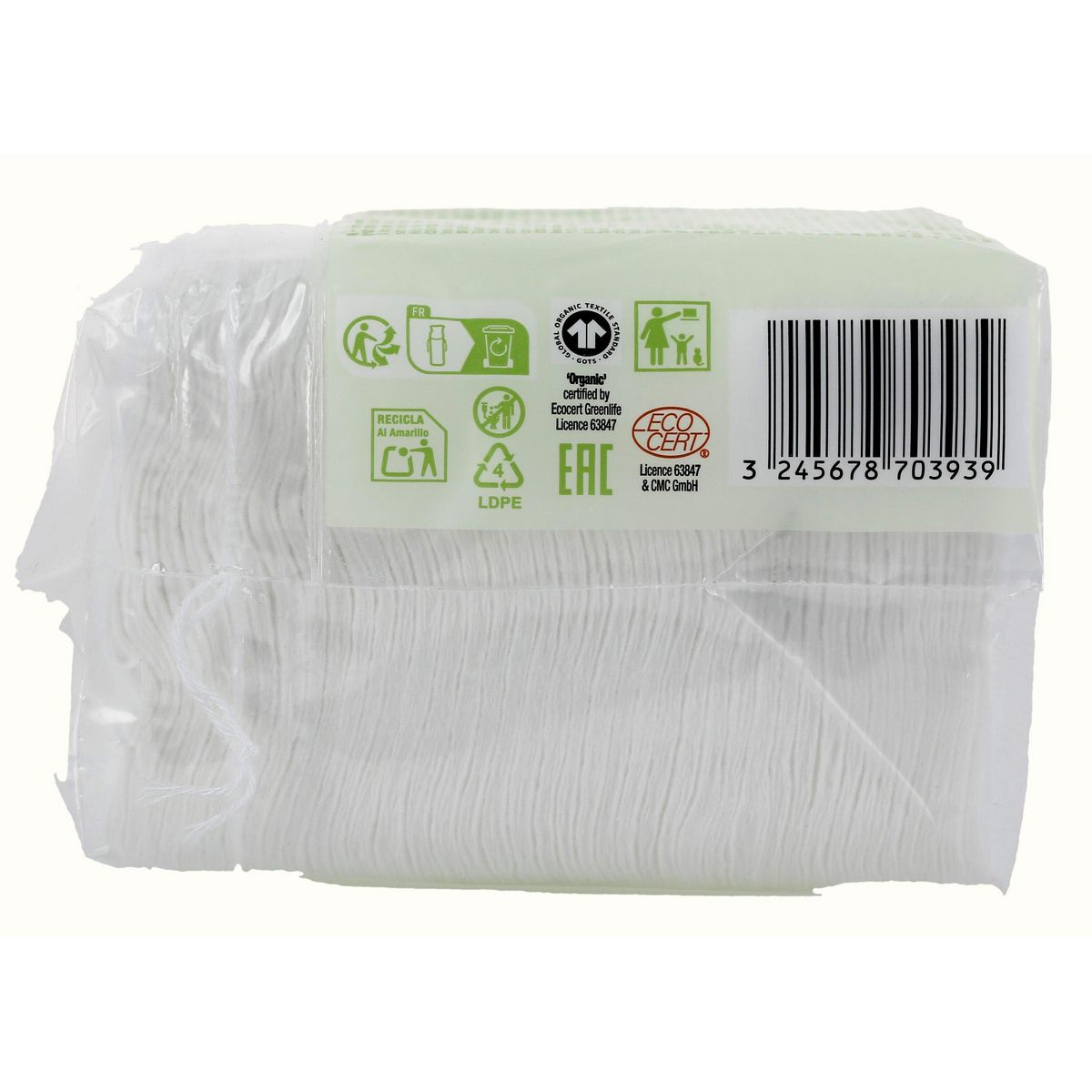 AUCHAN BABY BIO Maxi carrés de coton douceur bio 40 cotons