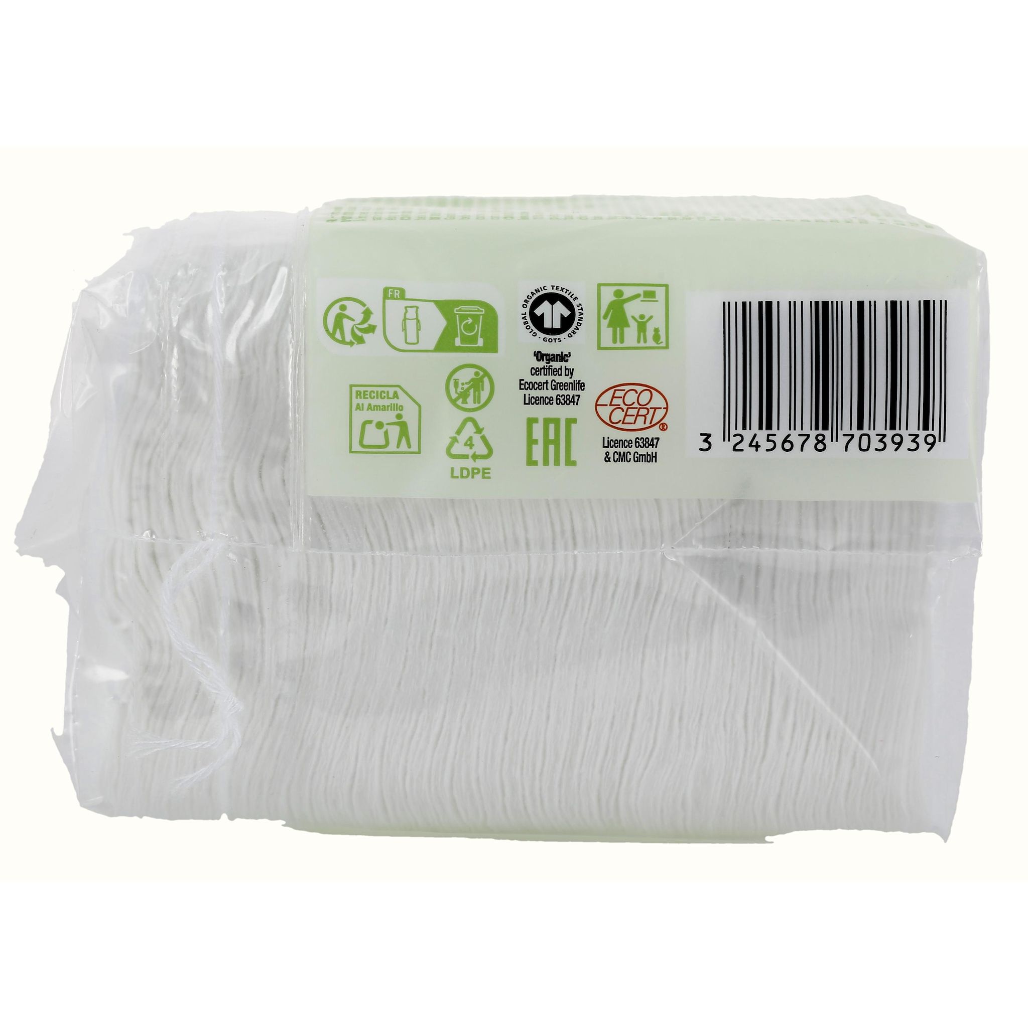 Voir la diapositive 4 : AUCHAN BABY BIO Maxi carrés de coton douceur bio 40 cotons