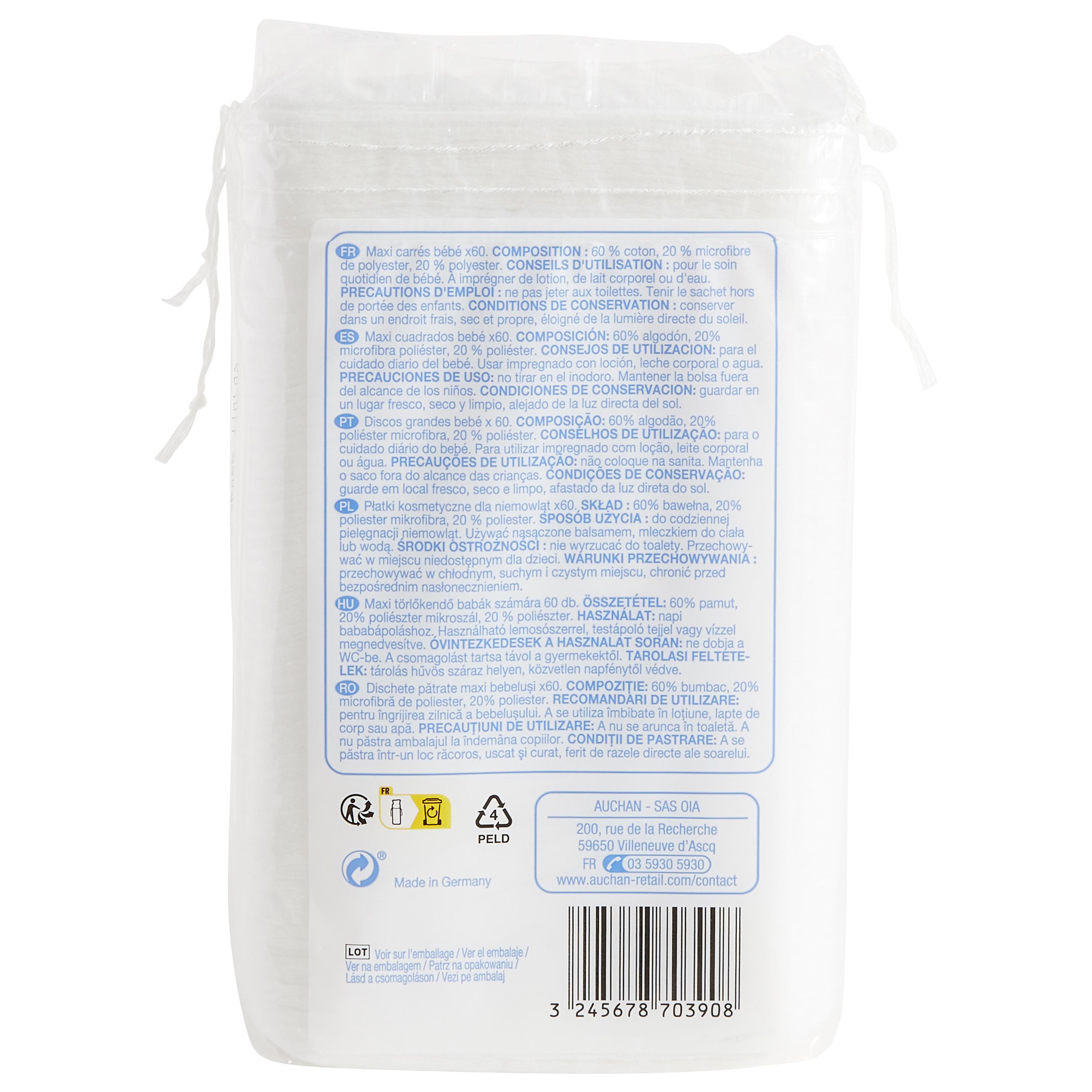 Voir la diapositive 2 : POUCE Maxi carrés coton bébé 60 cotons