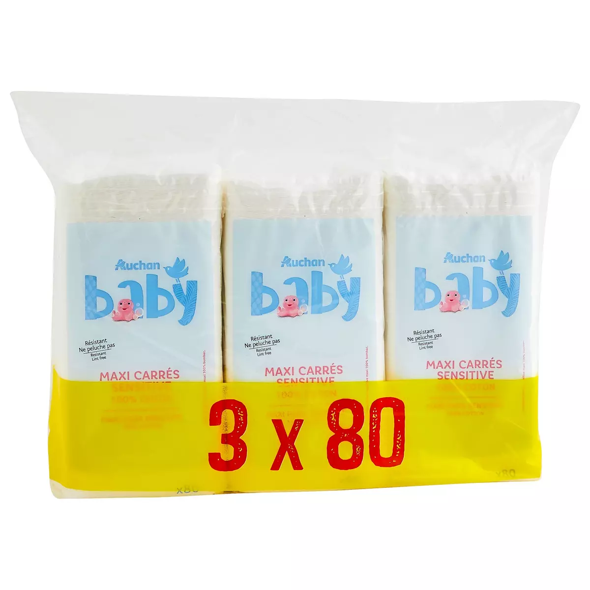 les carrés de coton bio bébé x 60 sont spécialement adaptés à la