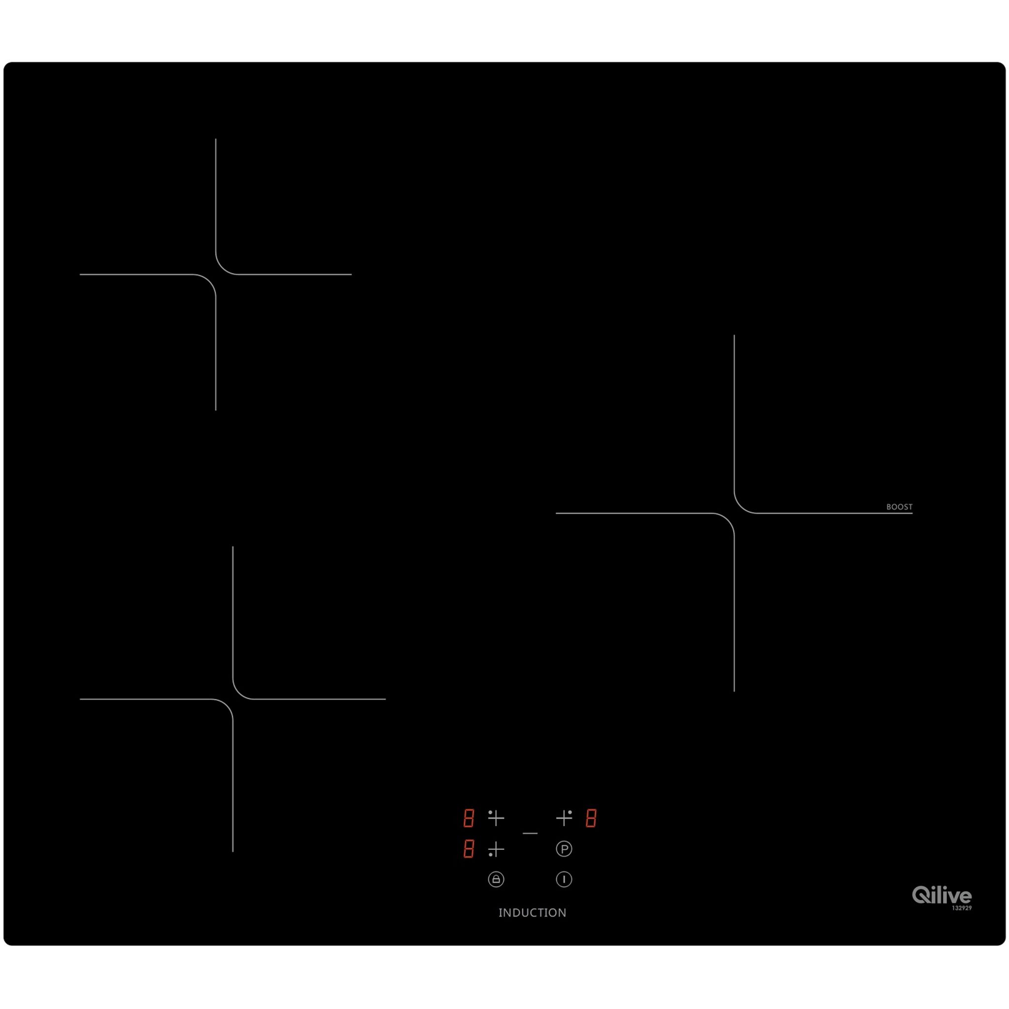 Voir la diapositive 1 : QILIVE Table de cuisson à induction Q.6071 132929, 59 cm, 3 foyers
