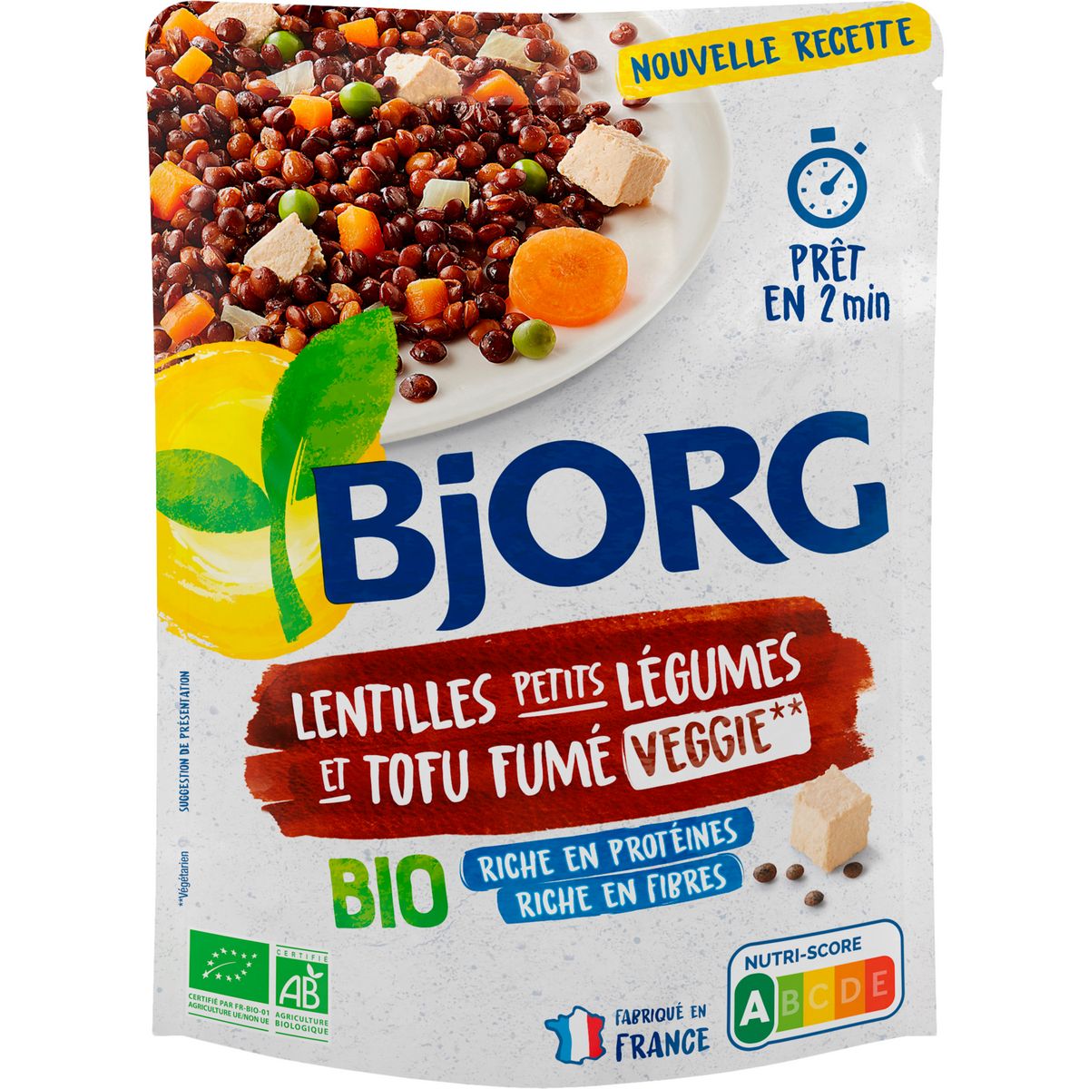 BJORG Lentilles petits légumes et tofu fumé bio Veggie sachet express 250g