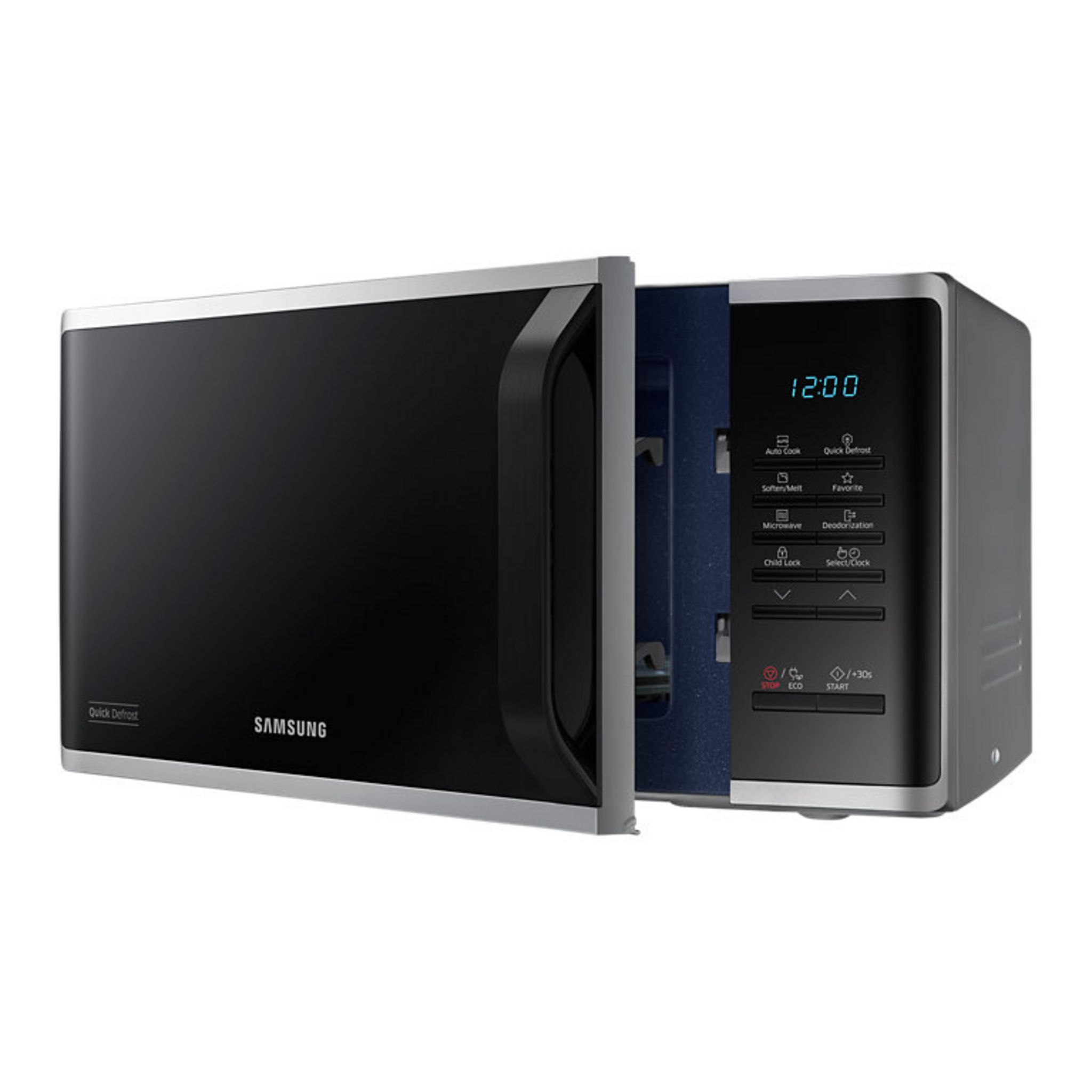 Voir la diapositive 9 : SAMSUNG Micro-ondes monofonction MS23K3513AS - 800 W - Capacité 23 L - Argent