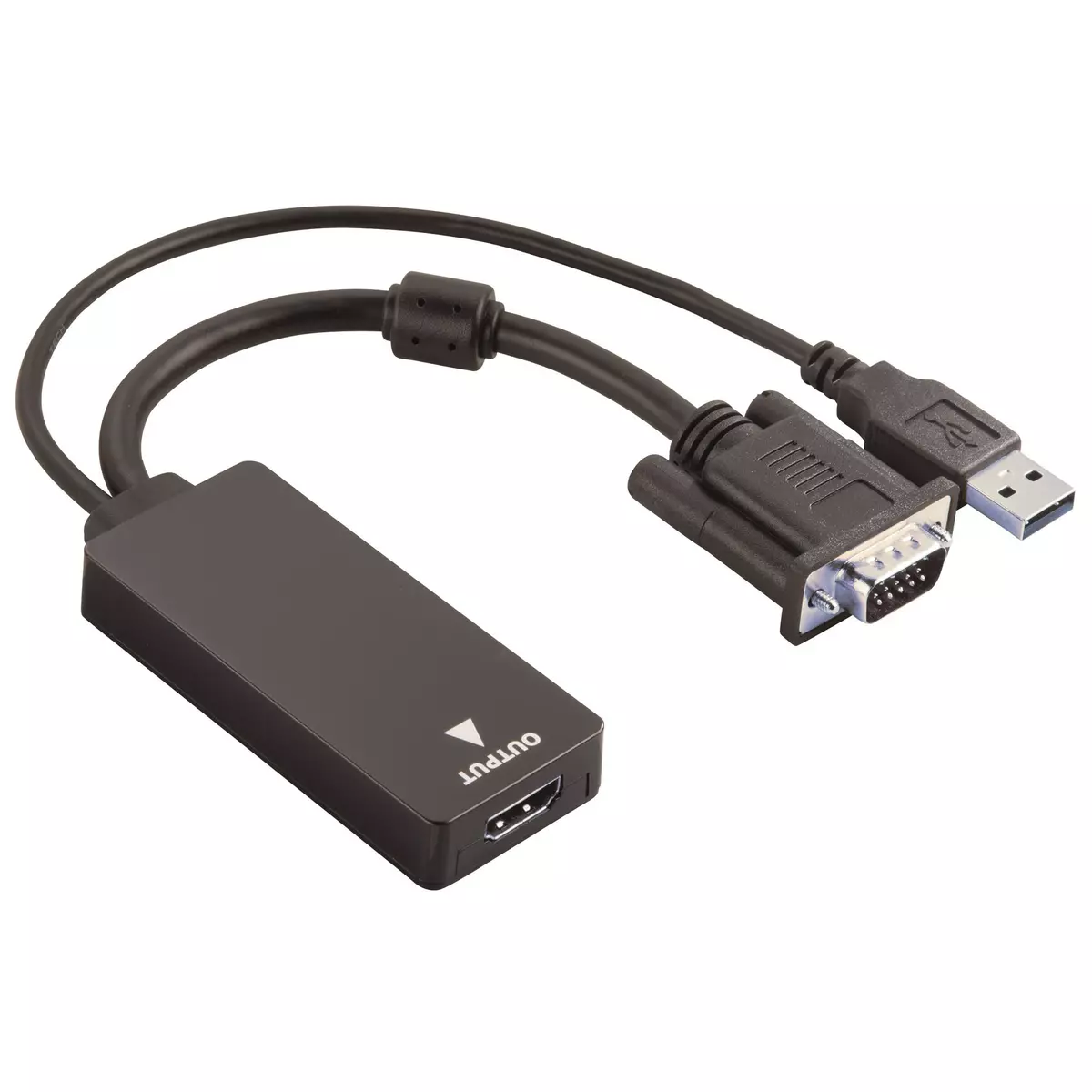 Câble convertisseur noir VGA mâle et audio vers HDMI femelle