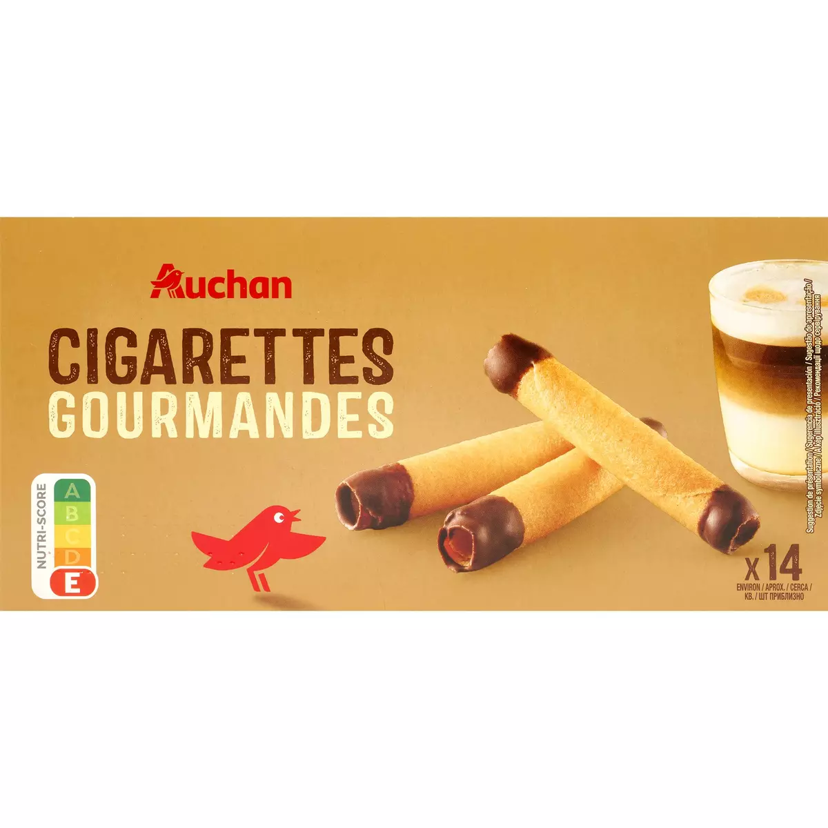 AUCHAN GOURMET Cigarettes gourmandes au chocolat 7 biscuits 125g