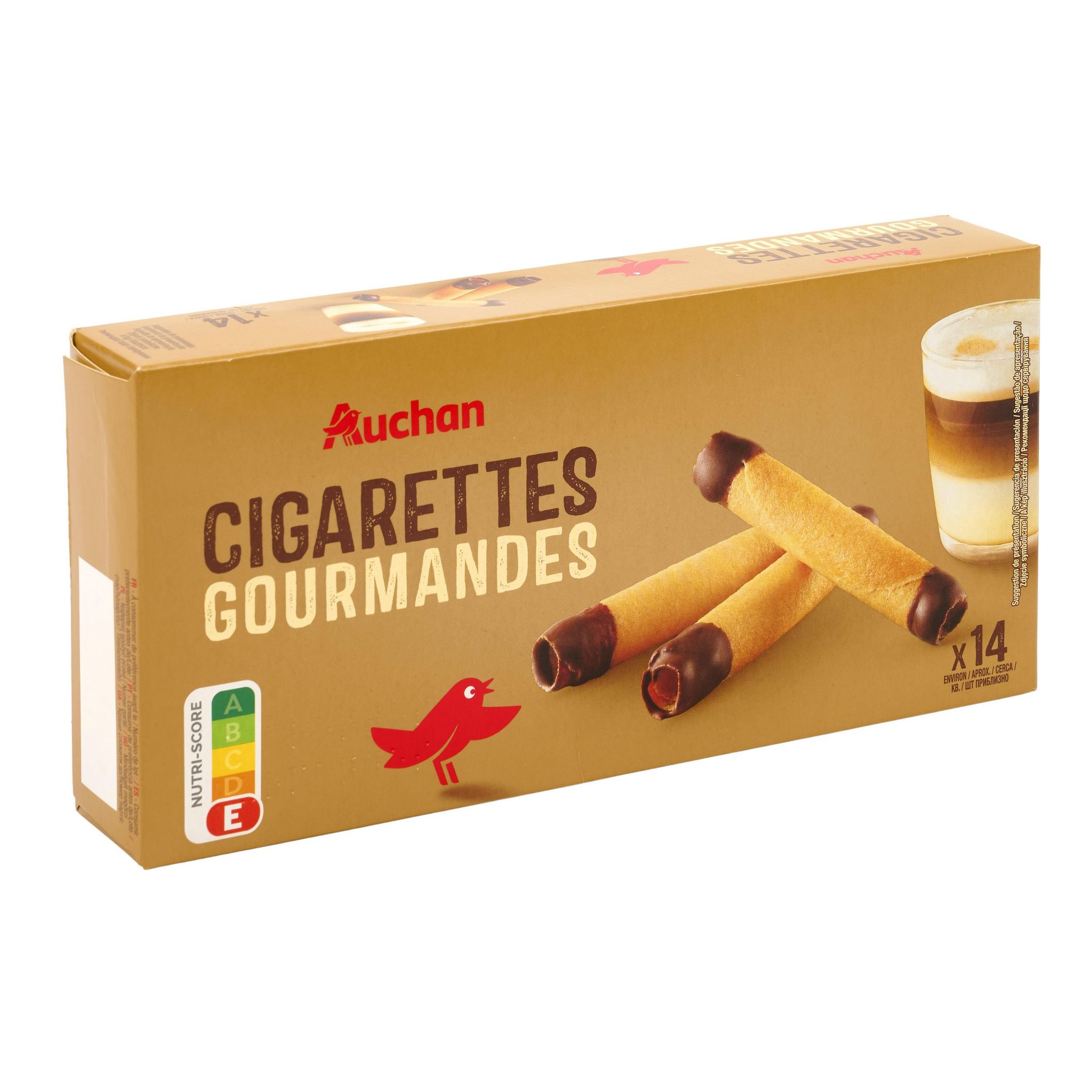 Voir la diapositive 4 : AUCHAN Cigarettes gourmandes au chocolat 14 biscuits 125g