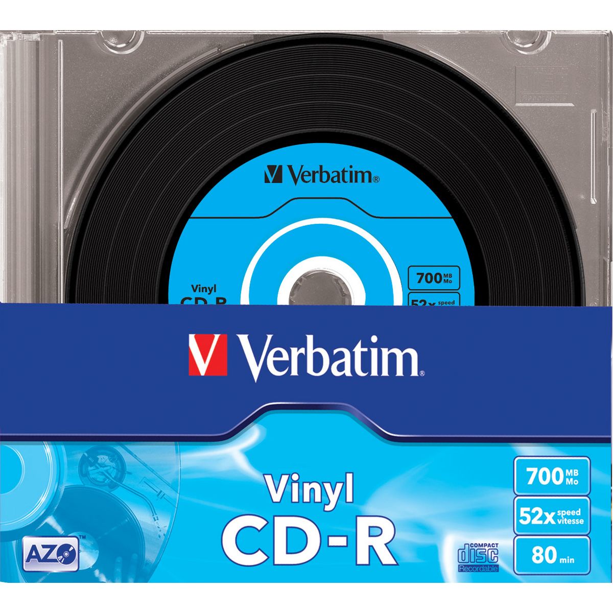 VERBATIM Pack de 10 CD-R Data Vinyl 700 Mo - Boîtier slim