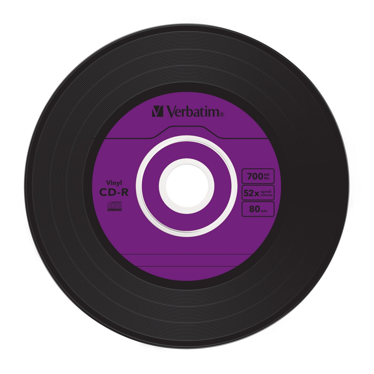 VERBATIM Pack de 10 CD-R Data Vinyl 700 Mo - Boîtier slim