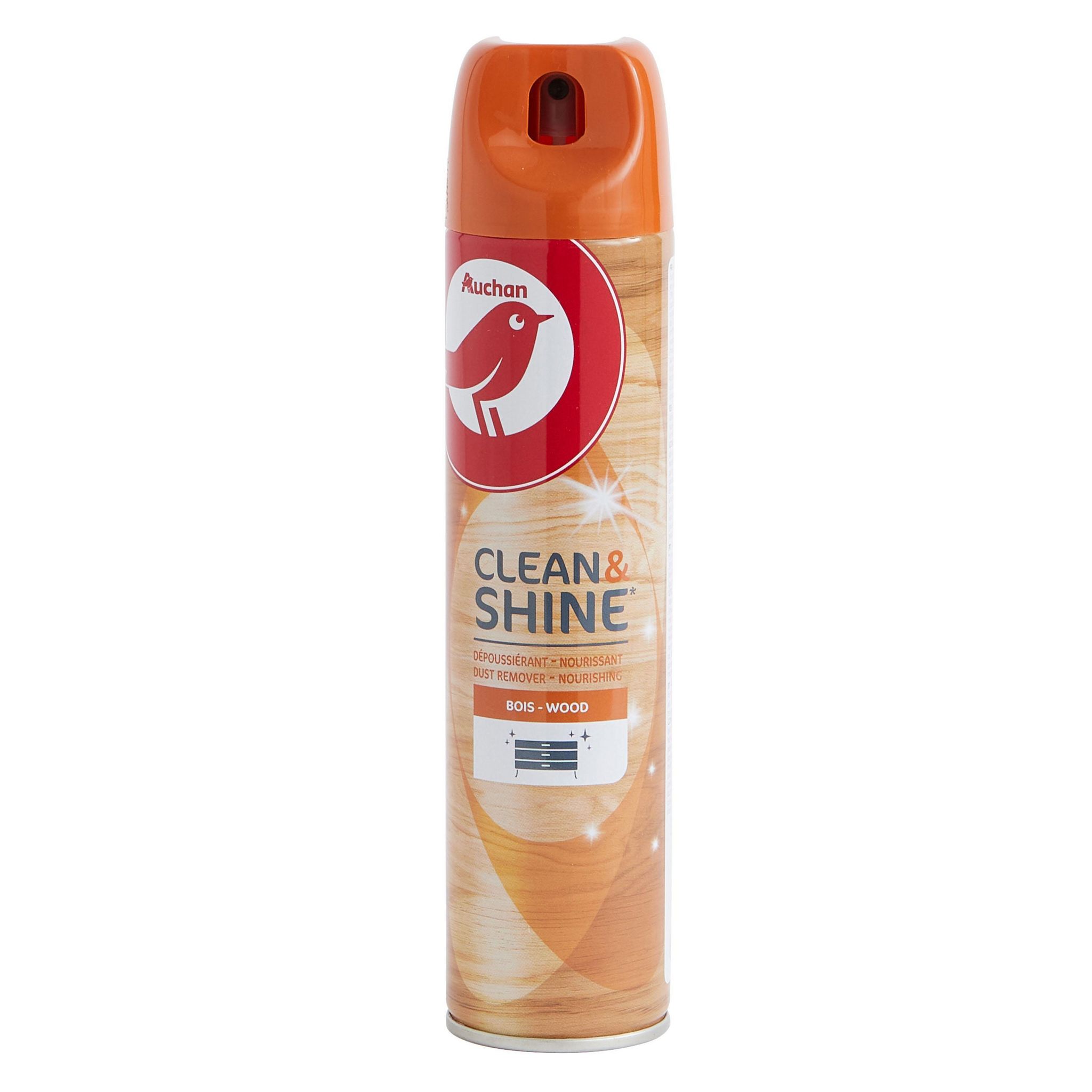Voir la diapositive 2 : AUCHAN Spray dépoussiérant et nourrissant pour meubles en bois 300ml