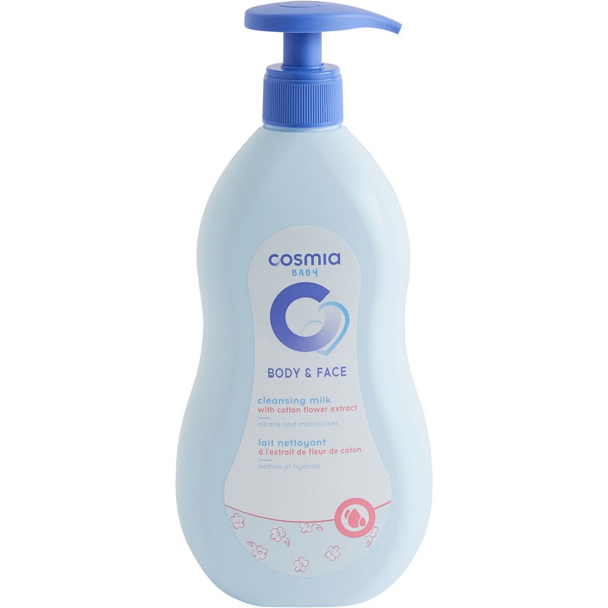COSMIA BABY Lait nettoyant corps et visage à la fleur de coton 750ml