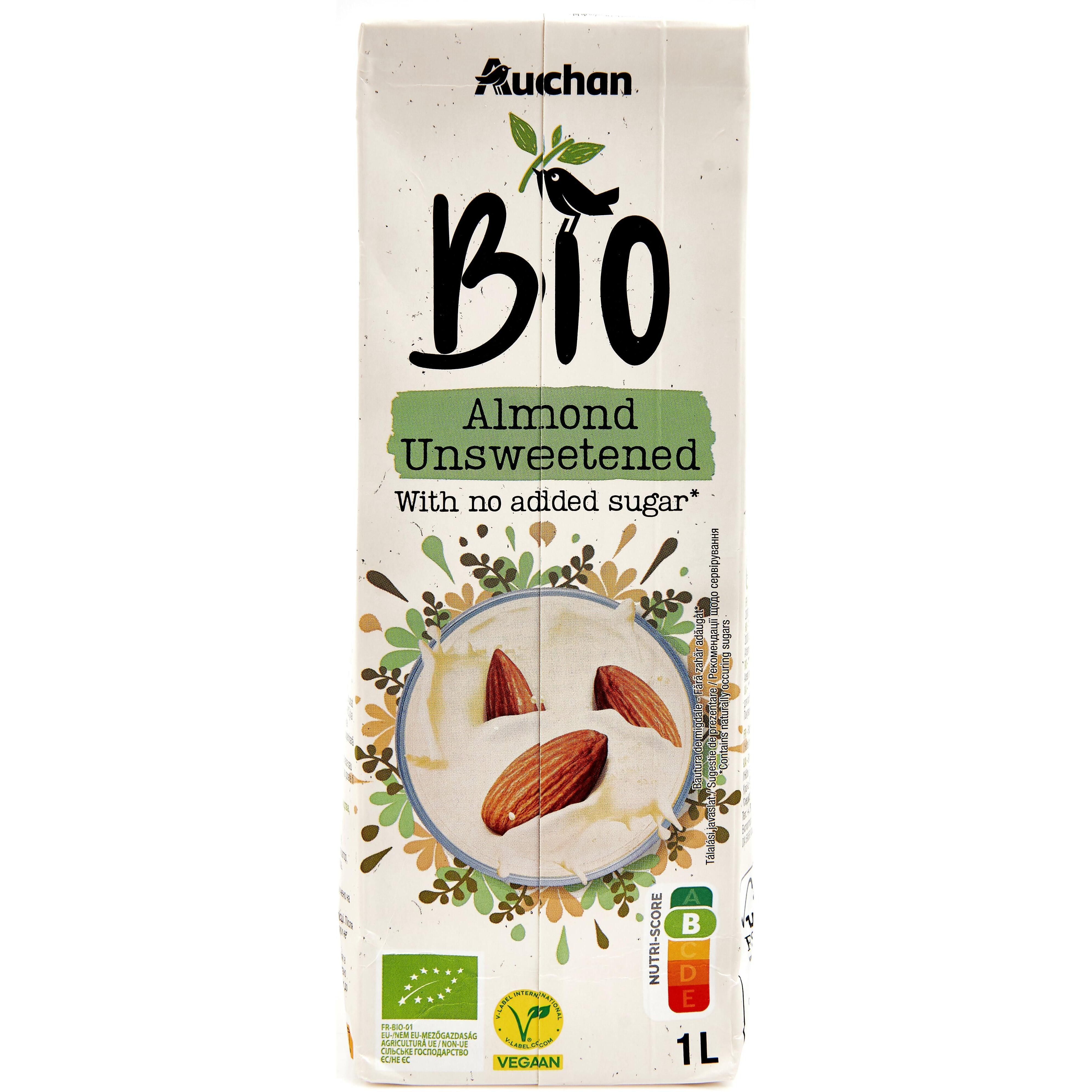 Voir la diapositive 4 : AUCHAN BIO Boisson lait d'amande légère sans sucres ajoutés bio 1l