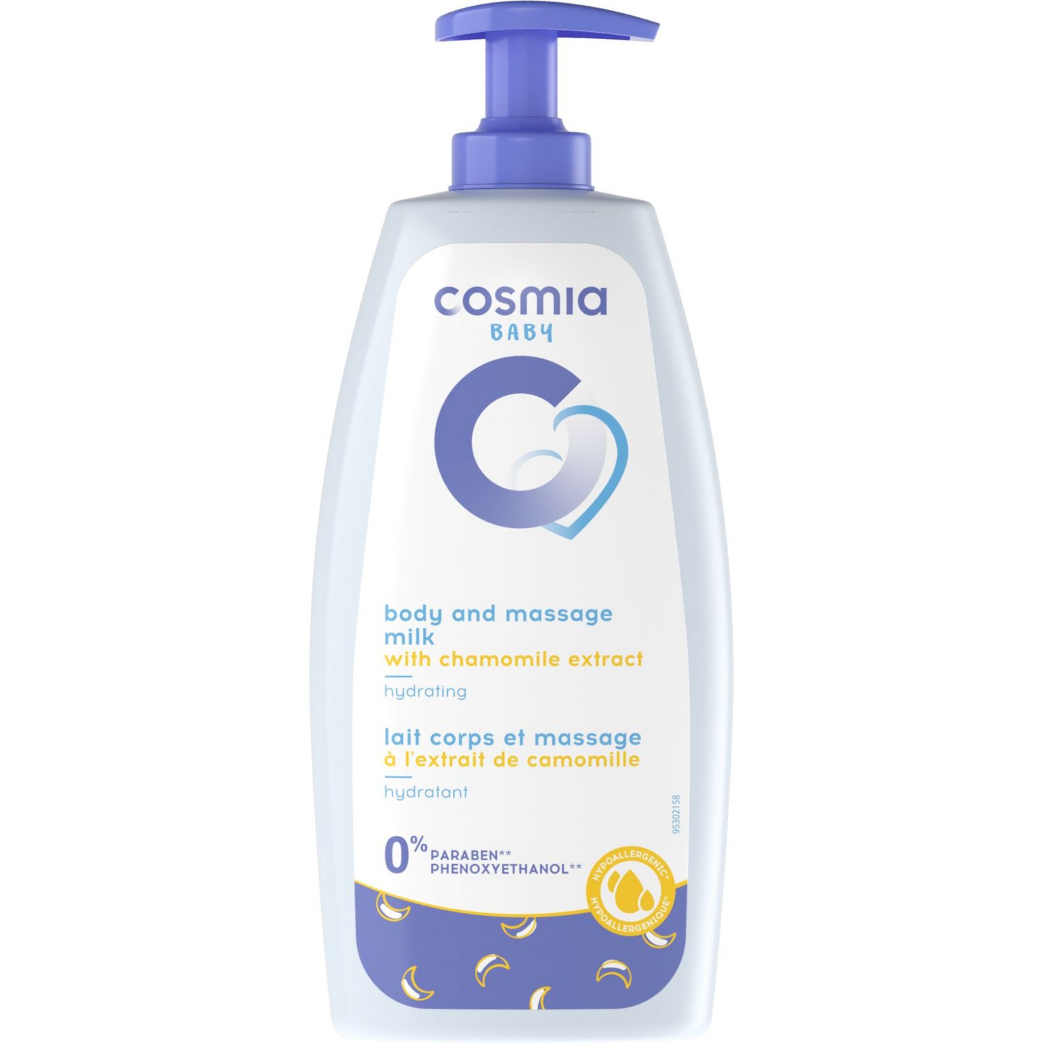 Voir la diapositive 2 : COSMIA BABY Lait hydratant corps pour massage bébé 500ml