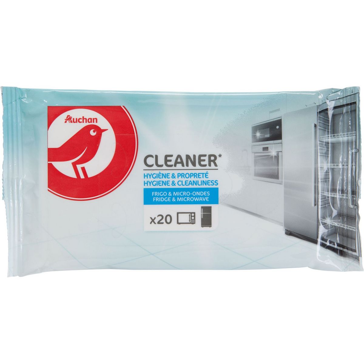 AUCHAN Lingettes nettoyantes frigo et micro-ondes 20 lingettes