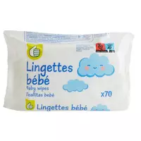 COSMIA BABY Lingettes fraîcheur à l'eau nettoyante pour bébé 64 lingettes  pas cher 