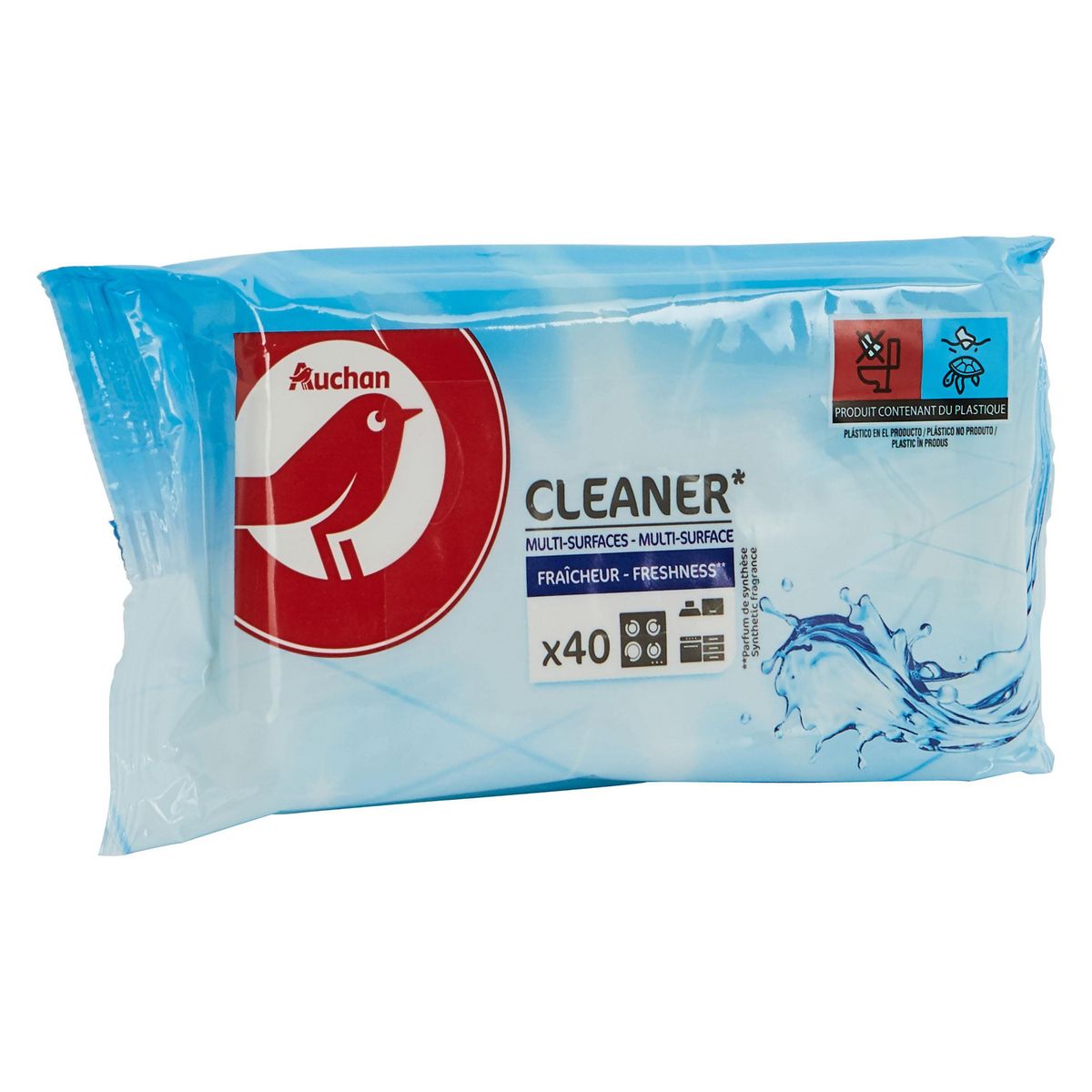 AUCHAN Lingettes multi-surfaces fraîcheur 40 lingettes