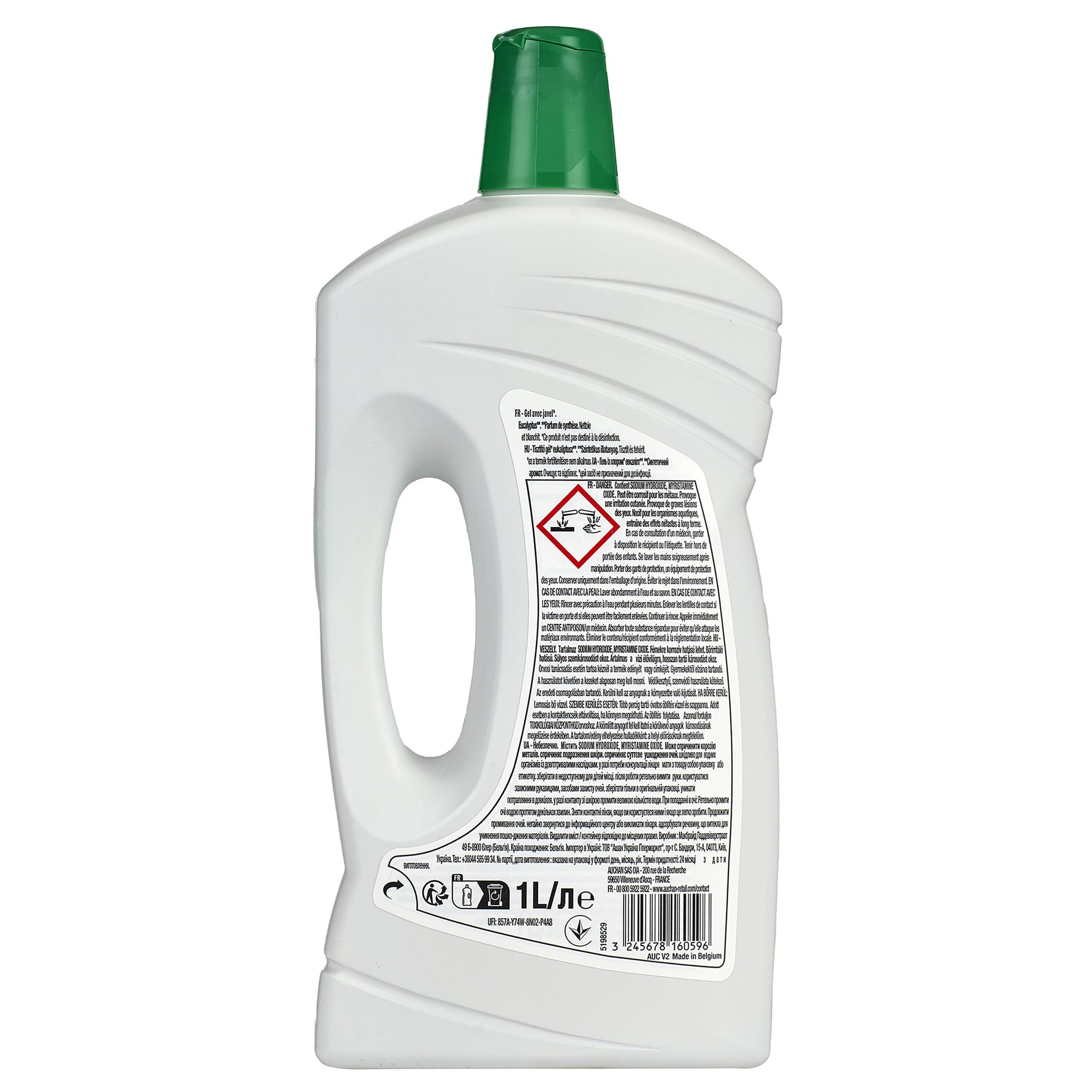 Voir la diapositive 2 : AUCHAN Gel nettoyant avec javel à action blanchissante 1l