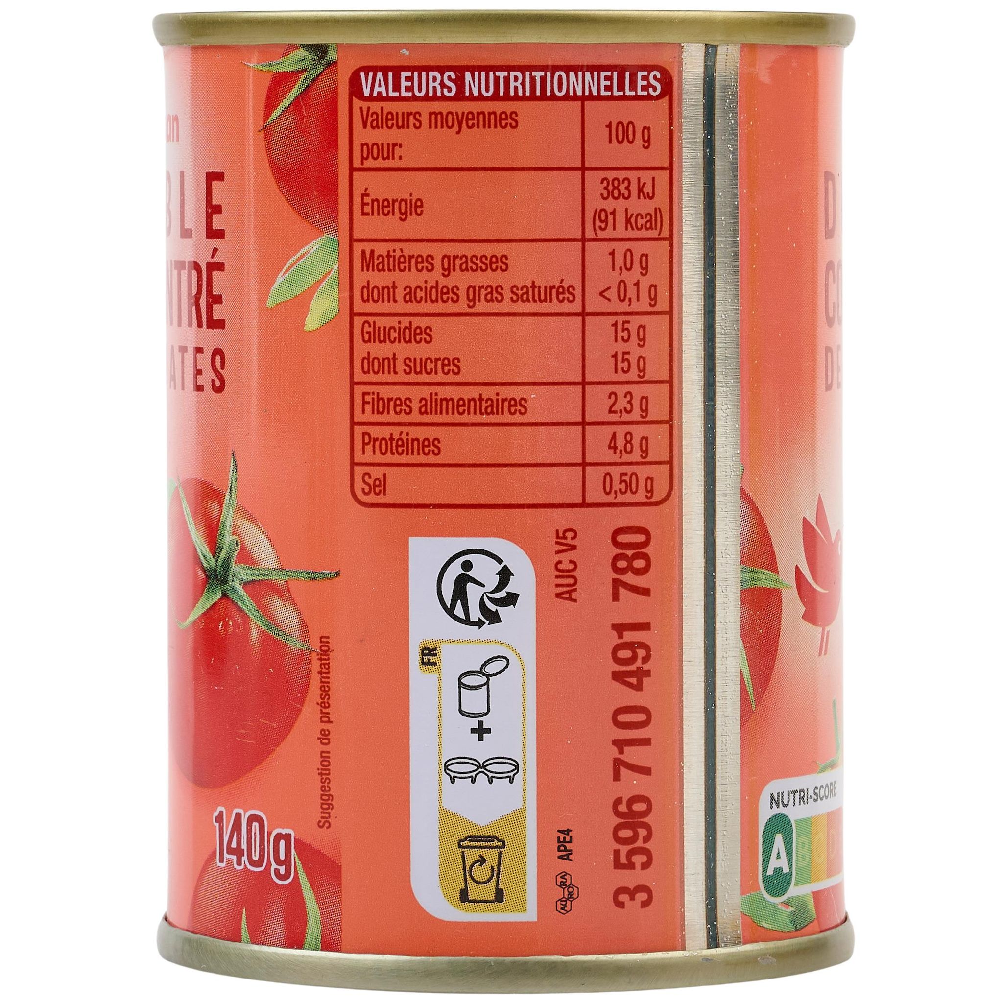 Voir la diapositive 2 : AUCHAN Double concentré de tomates 2x140g