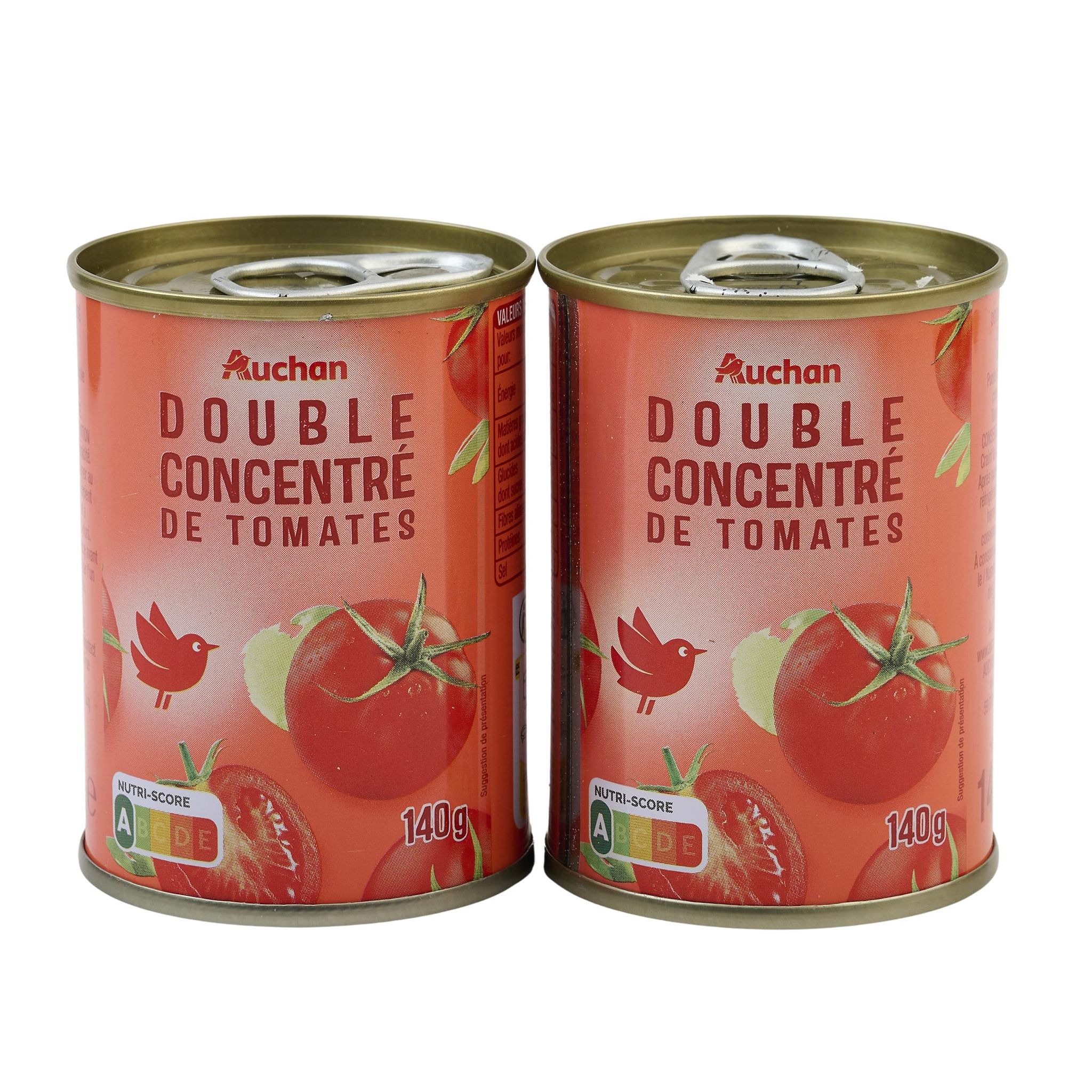 Voir la diapositive 3 : AUCHAN Double concentré de tomates 2x140g