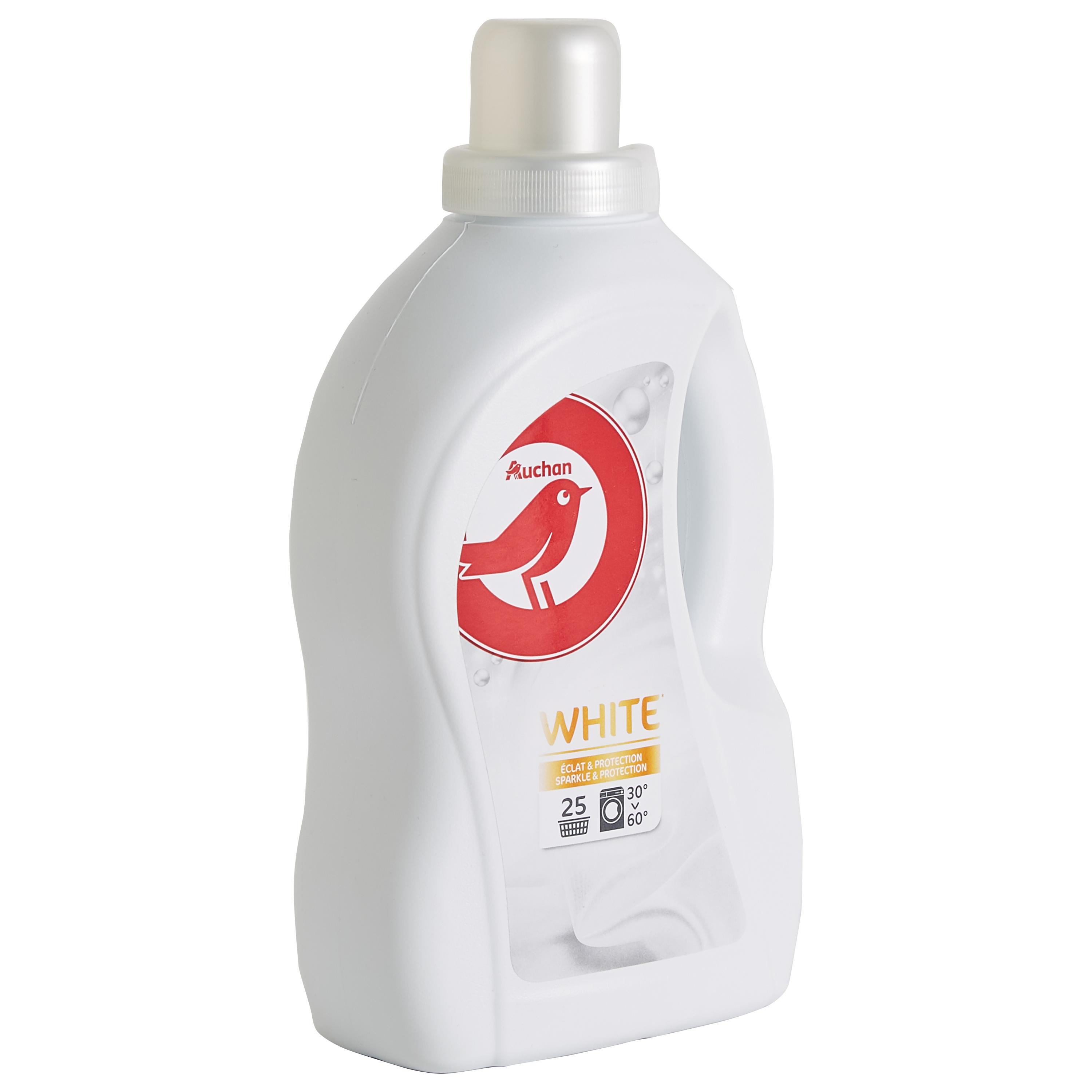 Voir la diapositive 2 : AUCHAN Lessive liquide éclat et protection linge blanc 25 lavages 1,5l