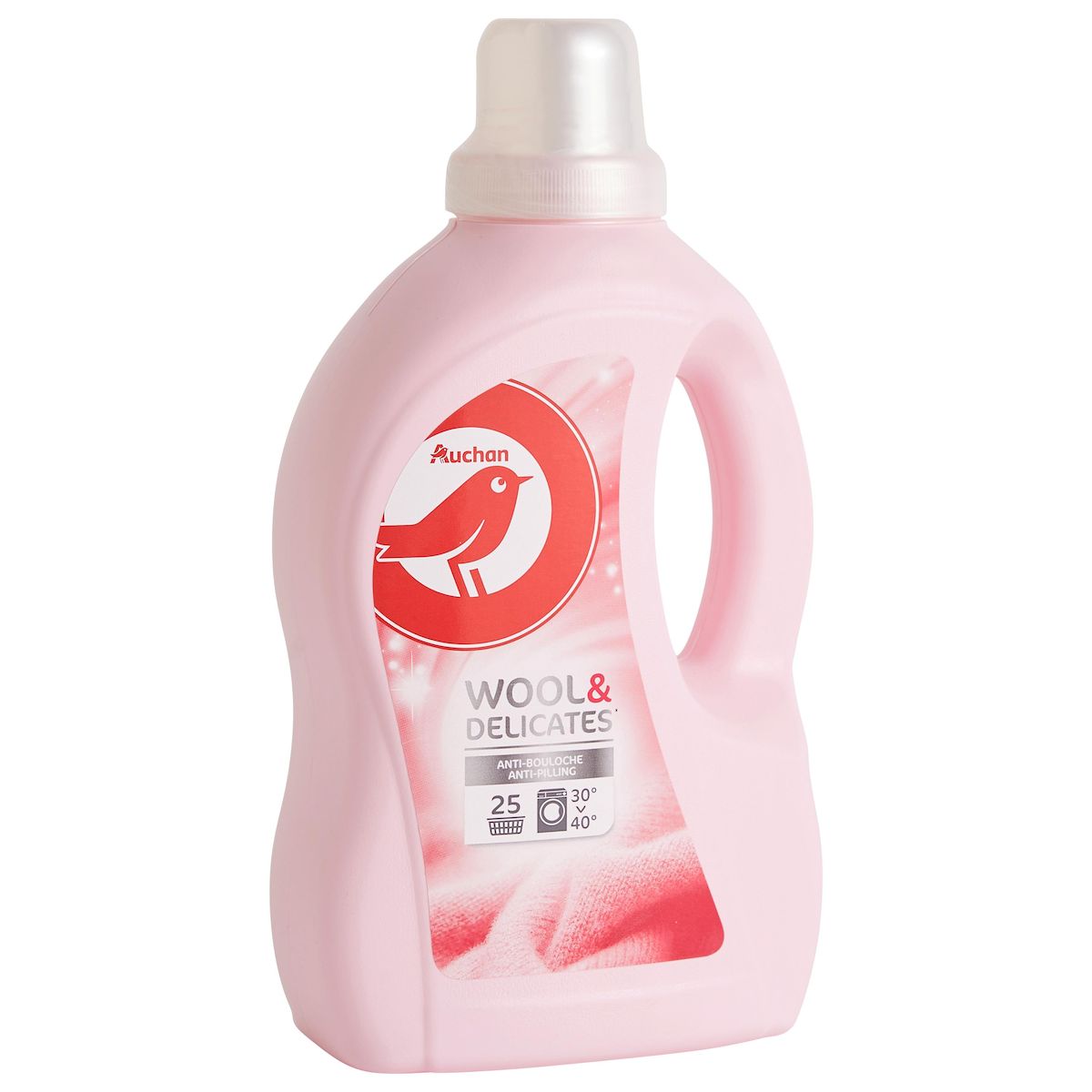 AUCHAN Lessive liquide Laine et Linge délicat anti-bouloche 25 lavages 1,5l