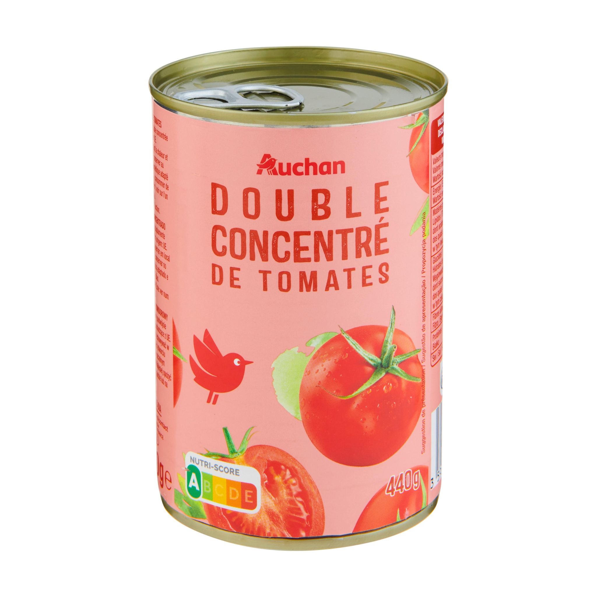 Voir la diapositive 3 : AUCHAN Double concentré de tomates 440g