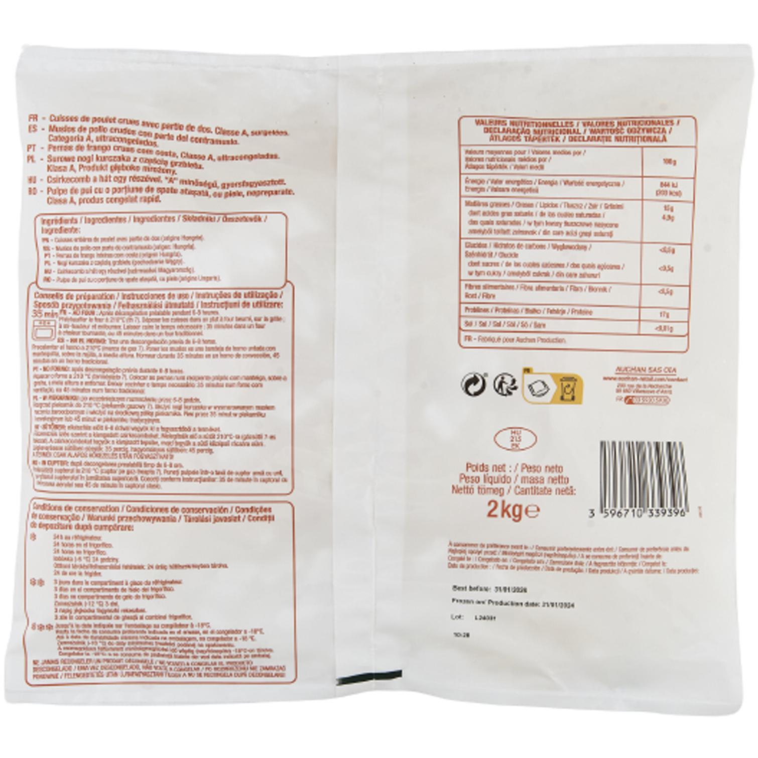 Voir la diapositive 2 : POUCE Cuisses de poulet crues 6-8 pièces 2kg