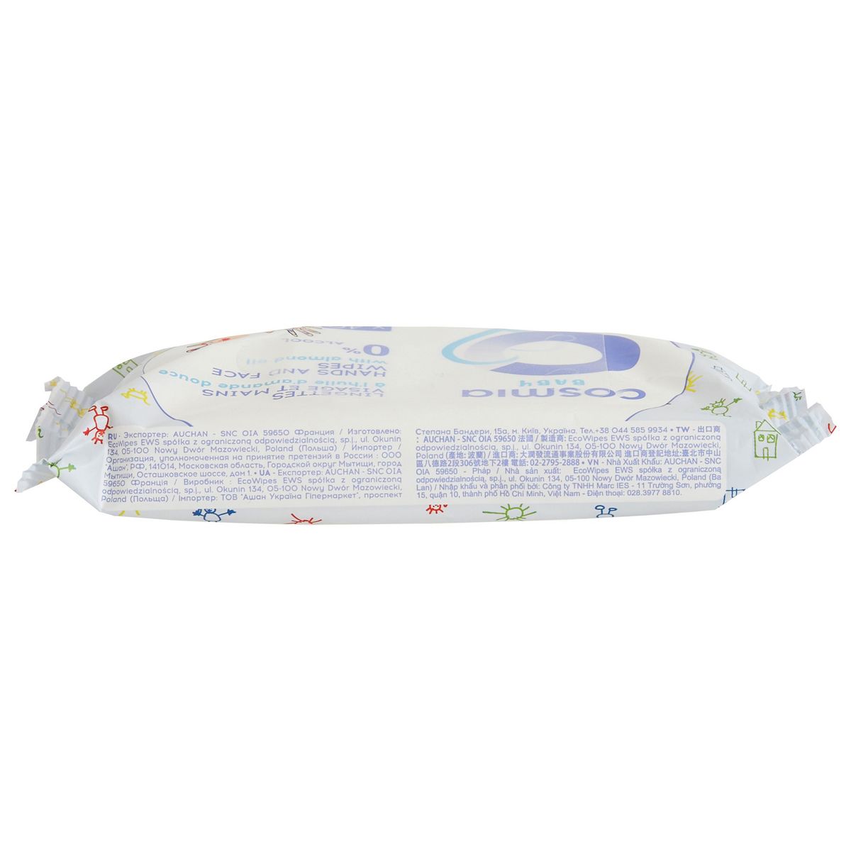 COSMIA BABY Lingettes visage et mains à l'huile d'amande douce 40 lingettes