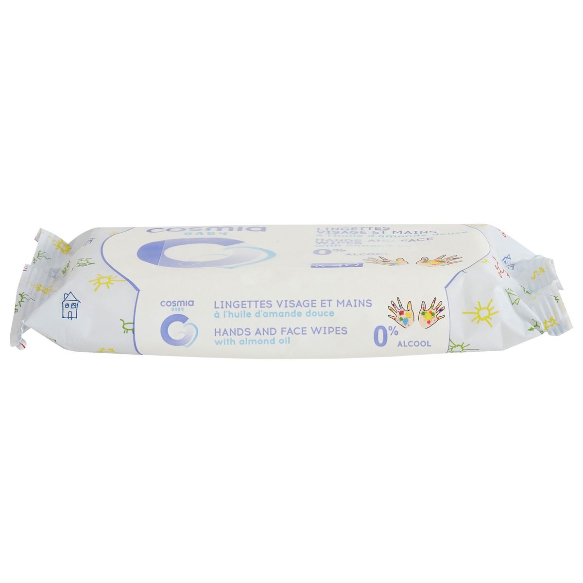 COSMIA BABY Lingettes visage et mains à l'huile d'amande douce 40 lingettes