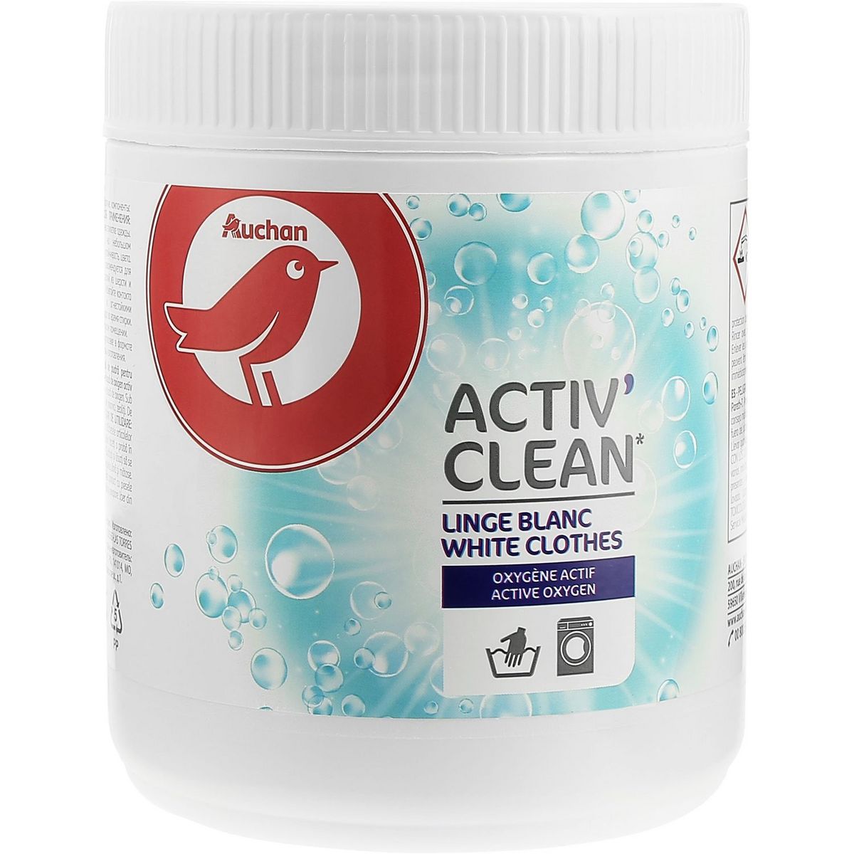 AUCHAN Activ' Clean poudre détachante à l'oxygène actif linge blanc 500g