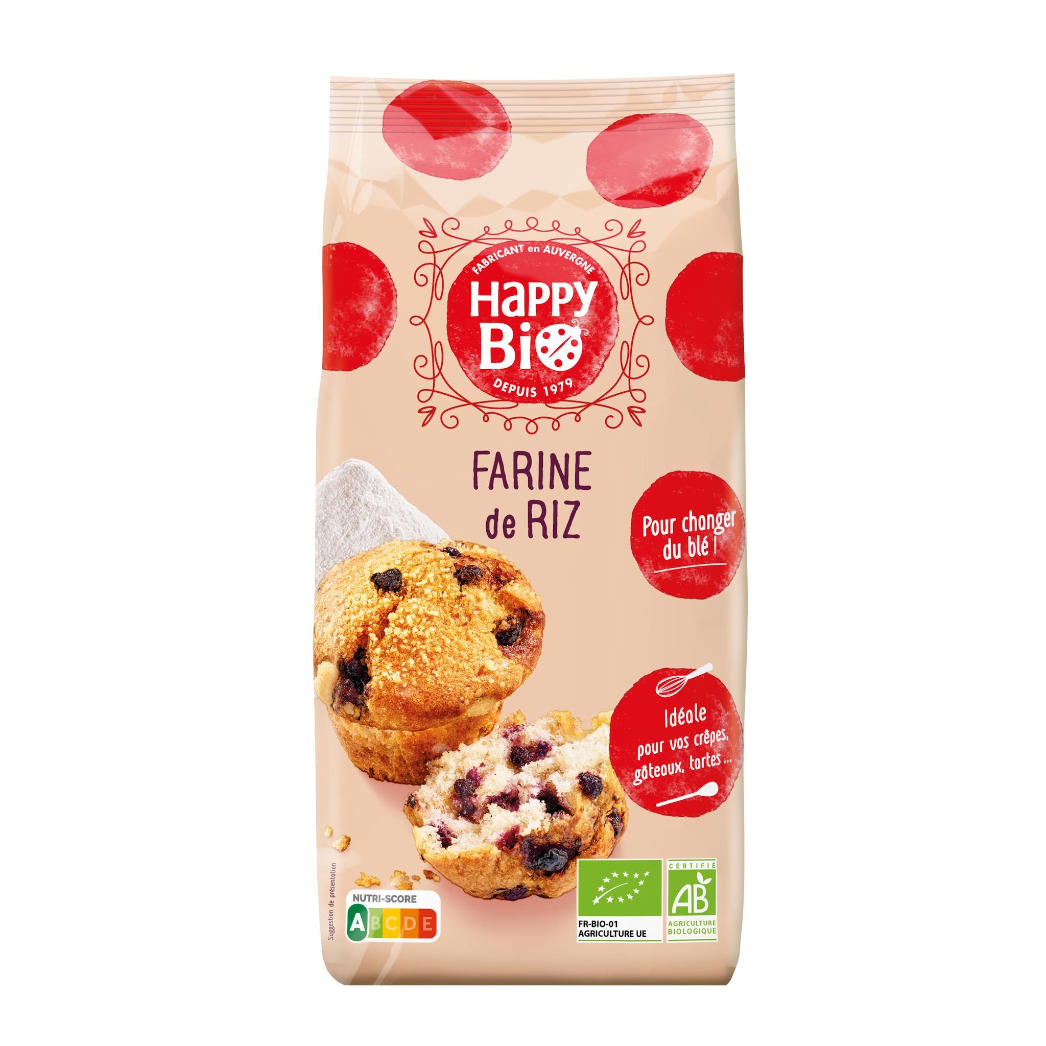 HAPPY BIO Farine de riz bio 500g