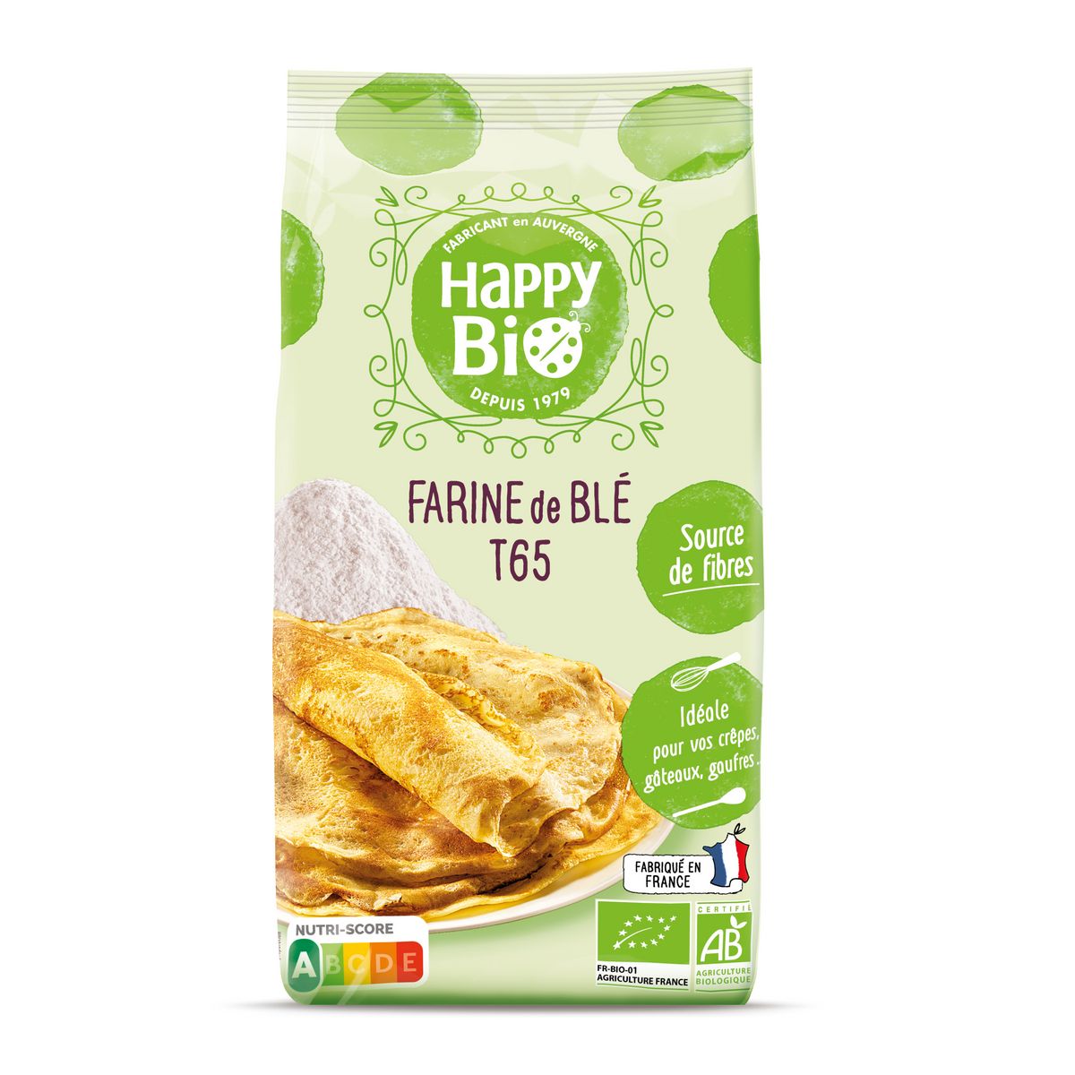 HAPPY BIO Farine de blé T65 bio 1kg