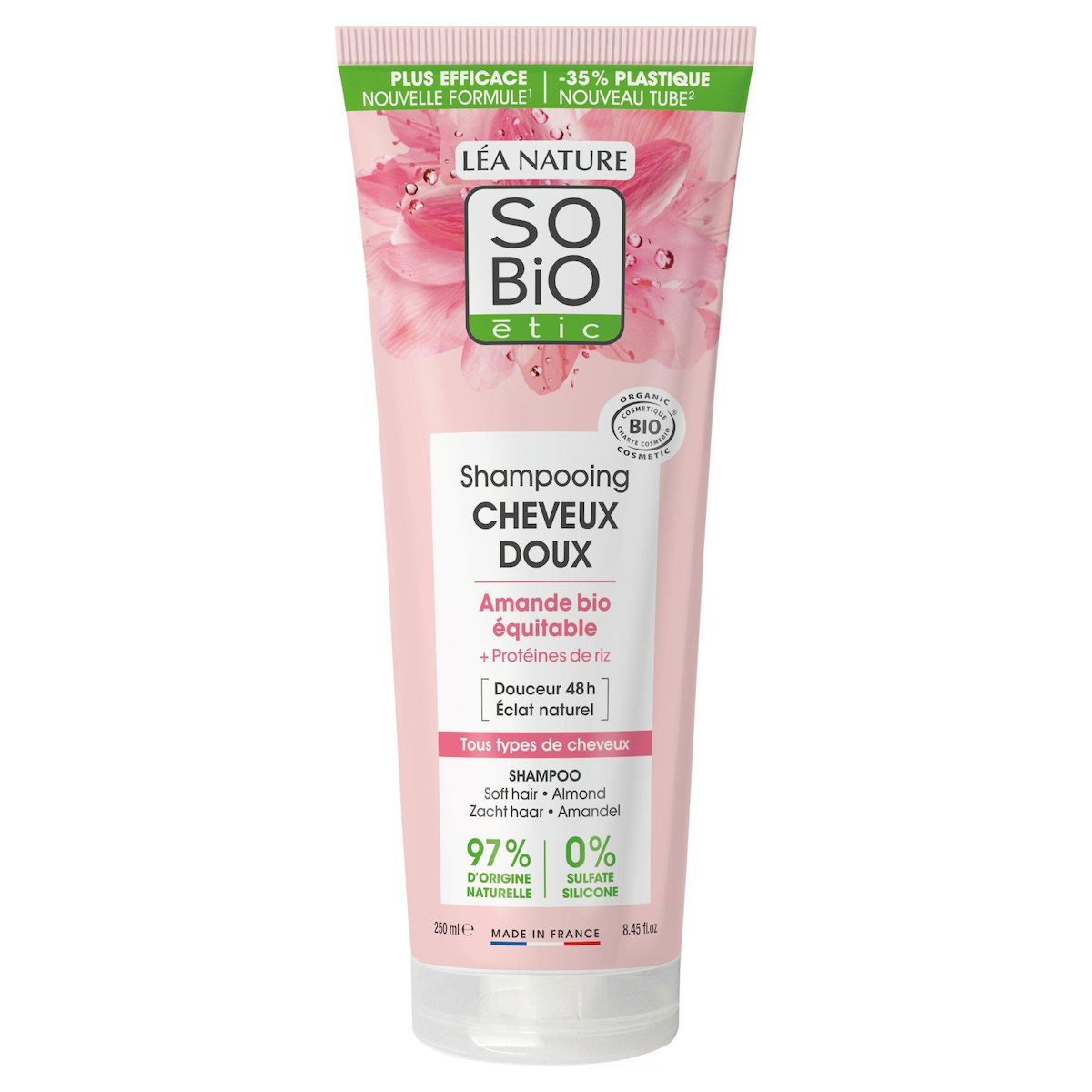 SO BIO ETIC Shampooing cheveux doux amande + protéines de riz tous types de cheveux 250ml