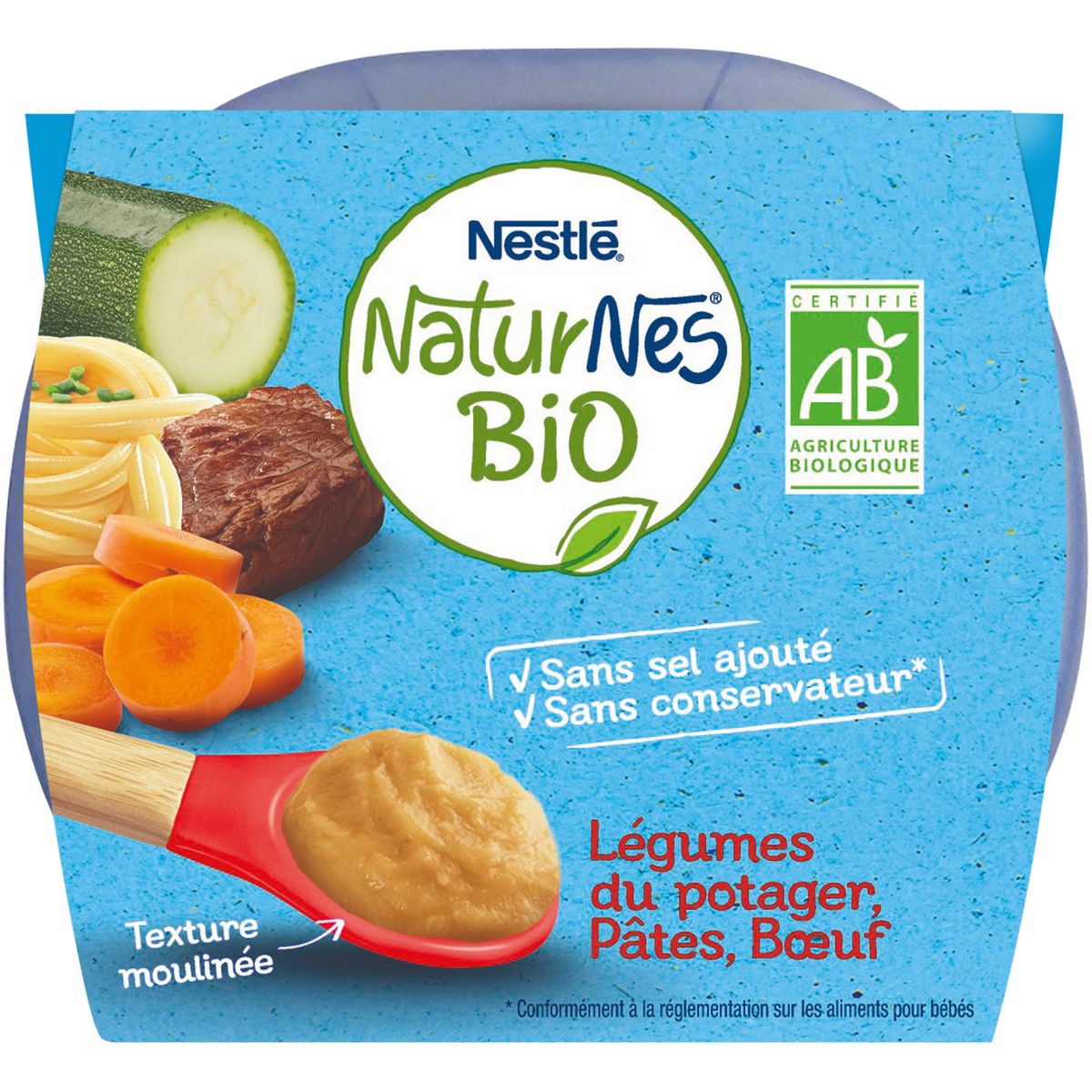 NESTLE Naturnes bol légumes du potager pâtes boeuf bio dès 6 mois 2x190g