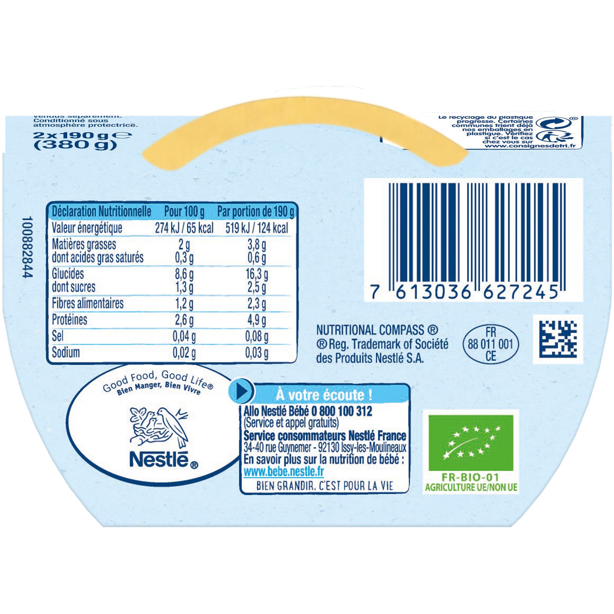 Voir la diapositive 4 : NESTLE Naturnes bio bol panais pomme de terre et dinde dès 6 mois 2x190g