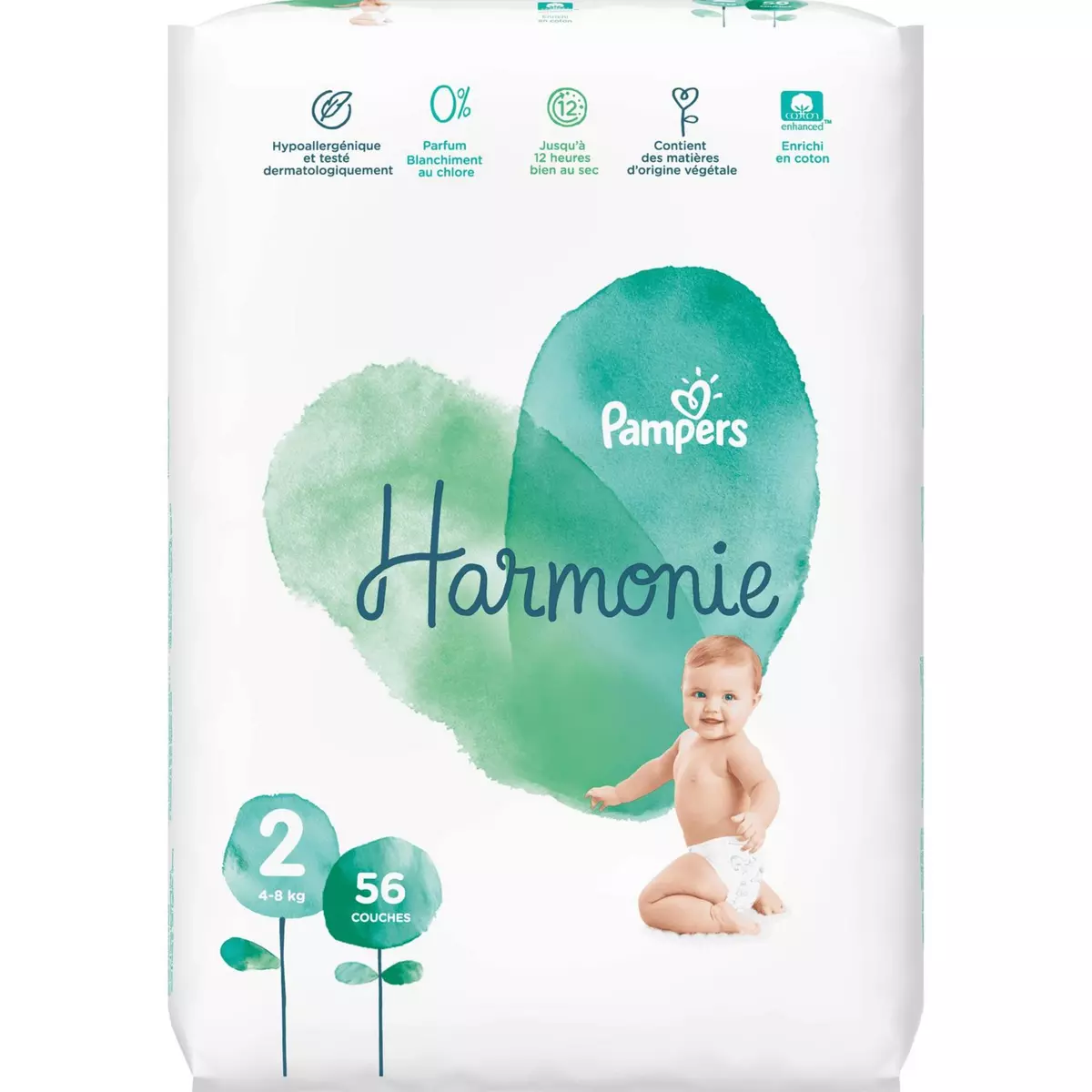 PAMPERS Harmonie couches taille 2 (4-8kg) 56 couches