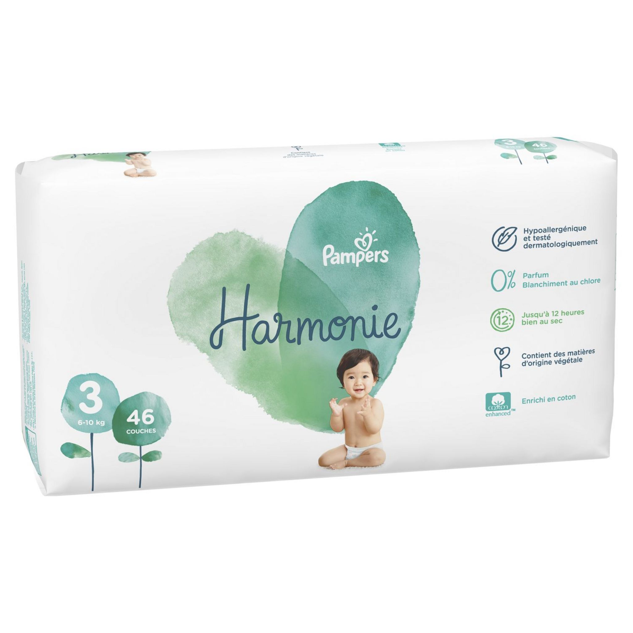 Voir la diapositive 2 : PAMPERS Harmonie couches taille 3 (6-10kg) 46 couches