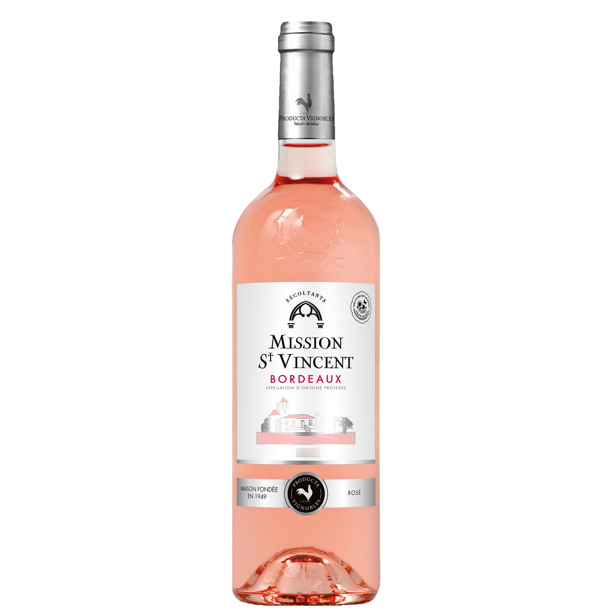 Voir la diapositive 2 : AOP Bordeaux Mission Saint-Vincent rosé 75cl