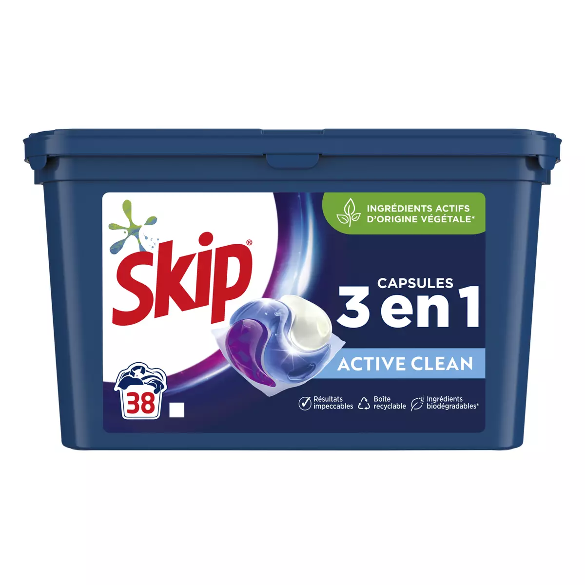 SKIP Active Clean lessive capsules 3en1 38 capsules
